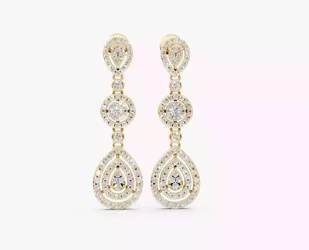N ER04  Pear shape drop long earring