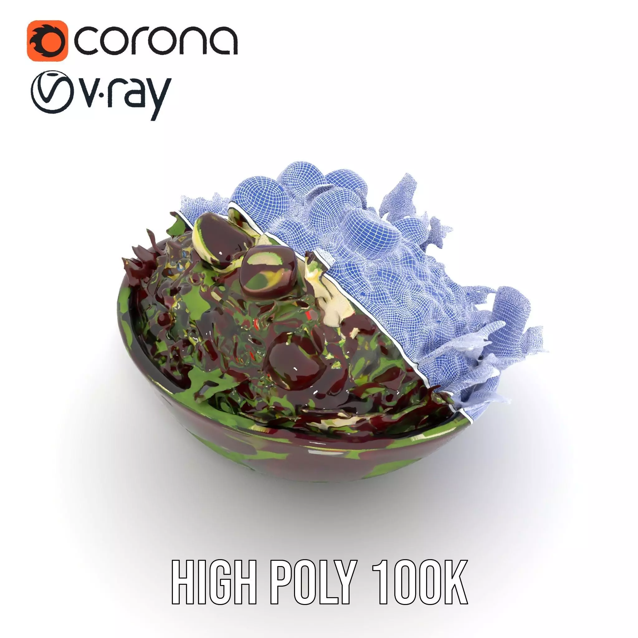 Beetroot Salad with Arugula and Cheese Model Pack Low-poly 3D model_28