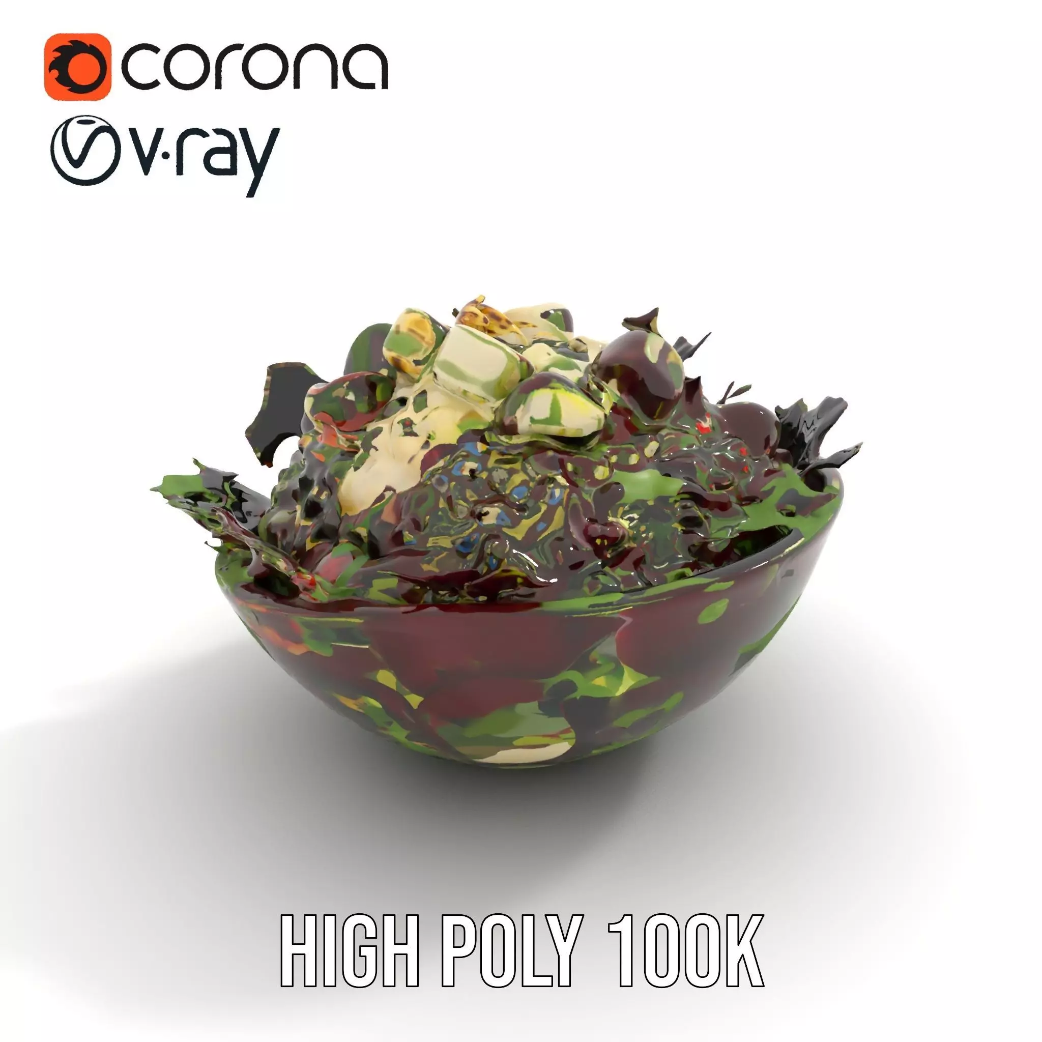 Beetroot Salad with Arugula and Cheese Model Pack Low-poly 3D model_9