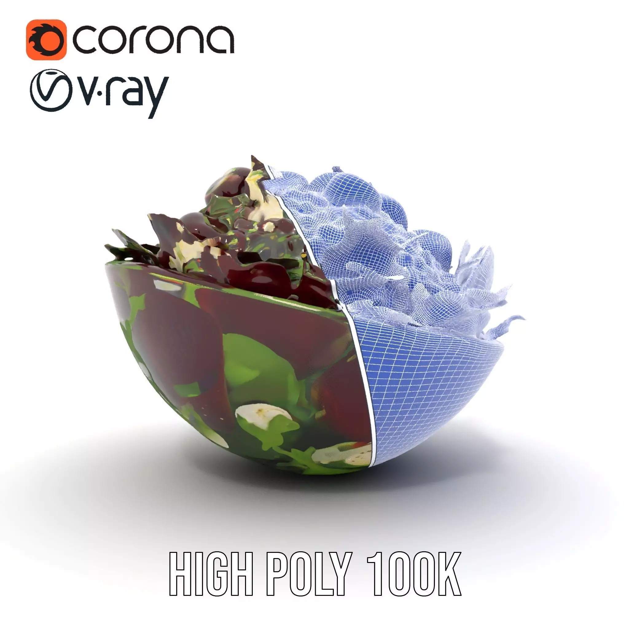 Beetroot Salad with Arugula and Cheese Model Pack Low-poly 3D model_32