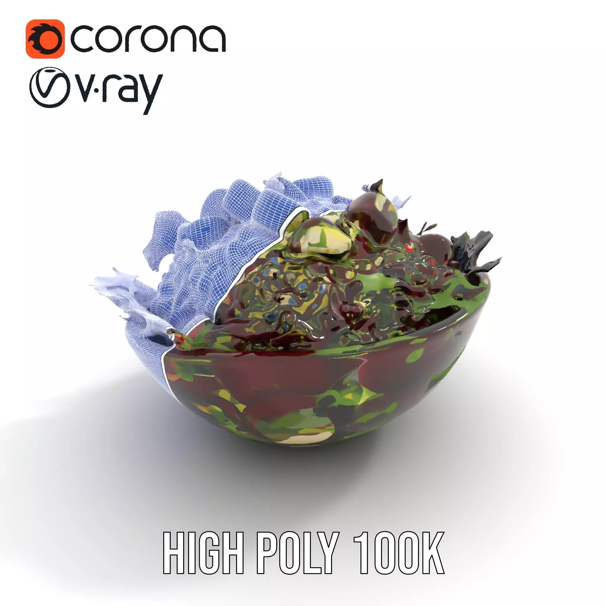 Beetroot Salad with Arugula and Cheese Model Pack Low-poly 3D model_25