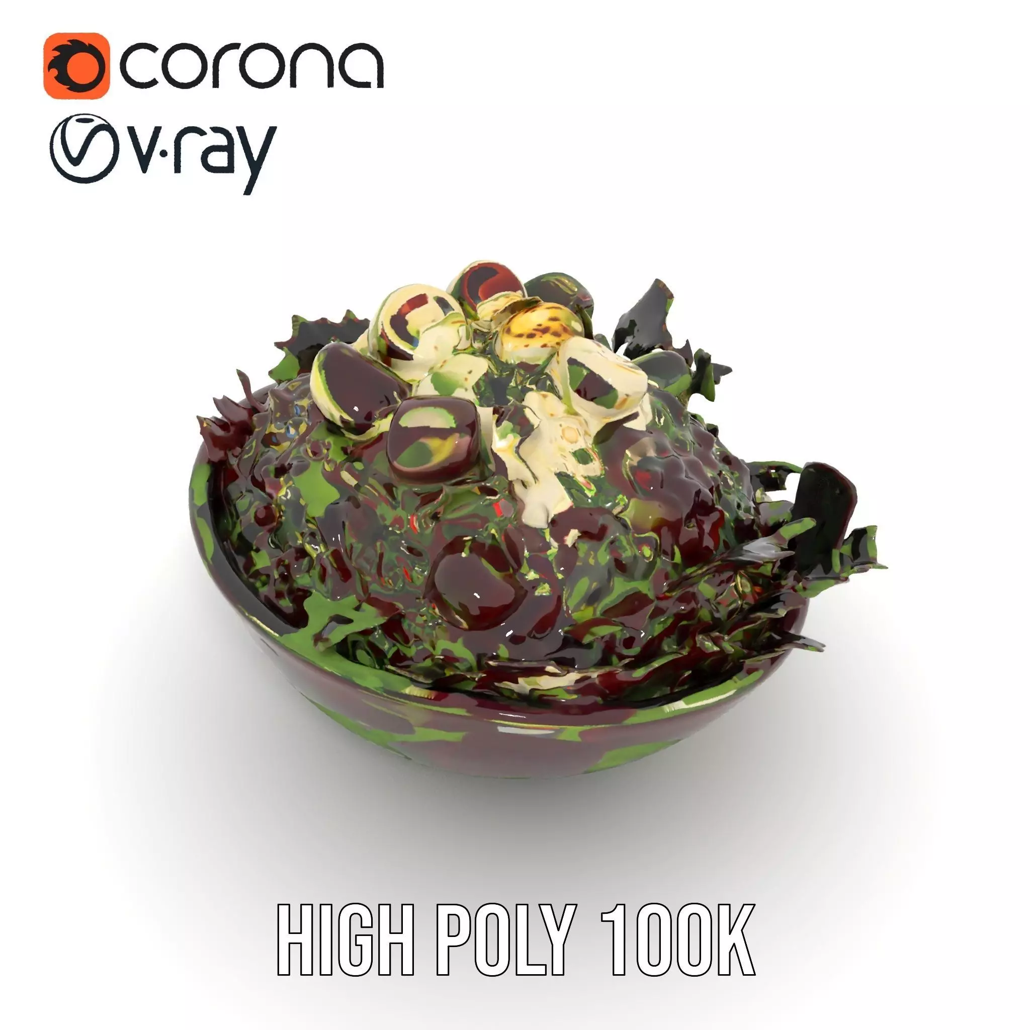 Beetroot Salad with Arugula and Cheese Model Pack Low-poly 3D model_12