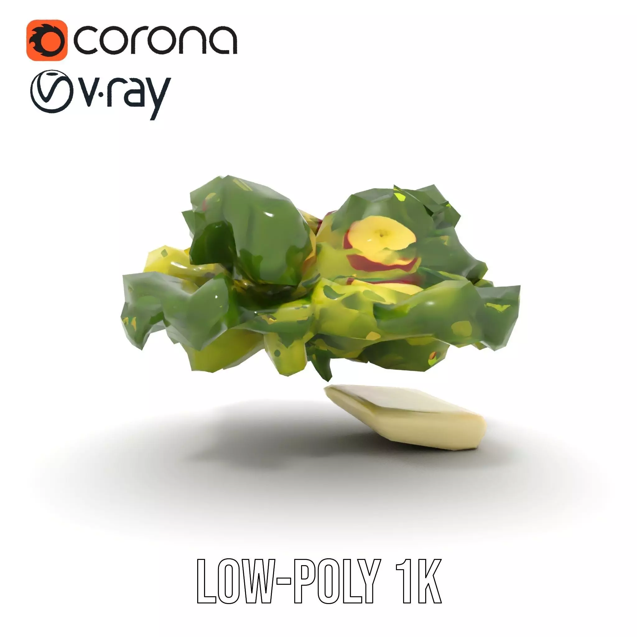 Fresh Salad with Apple Slices and Cheese model pack Low-poly 3D model_22