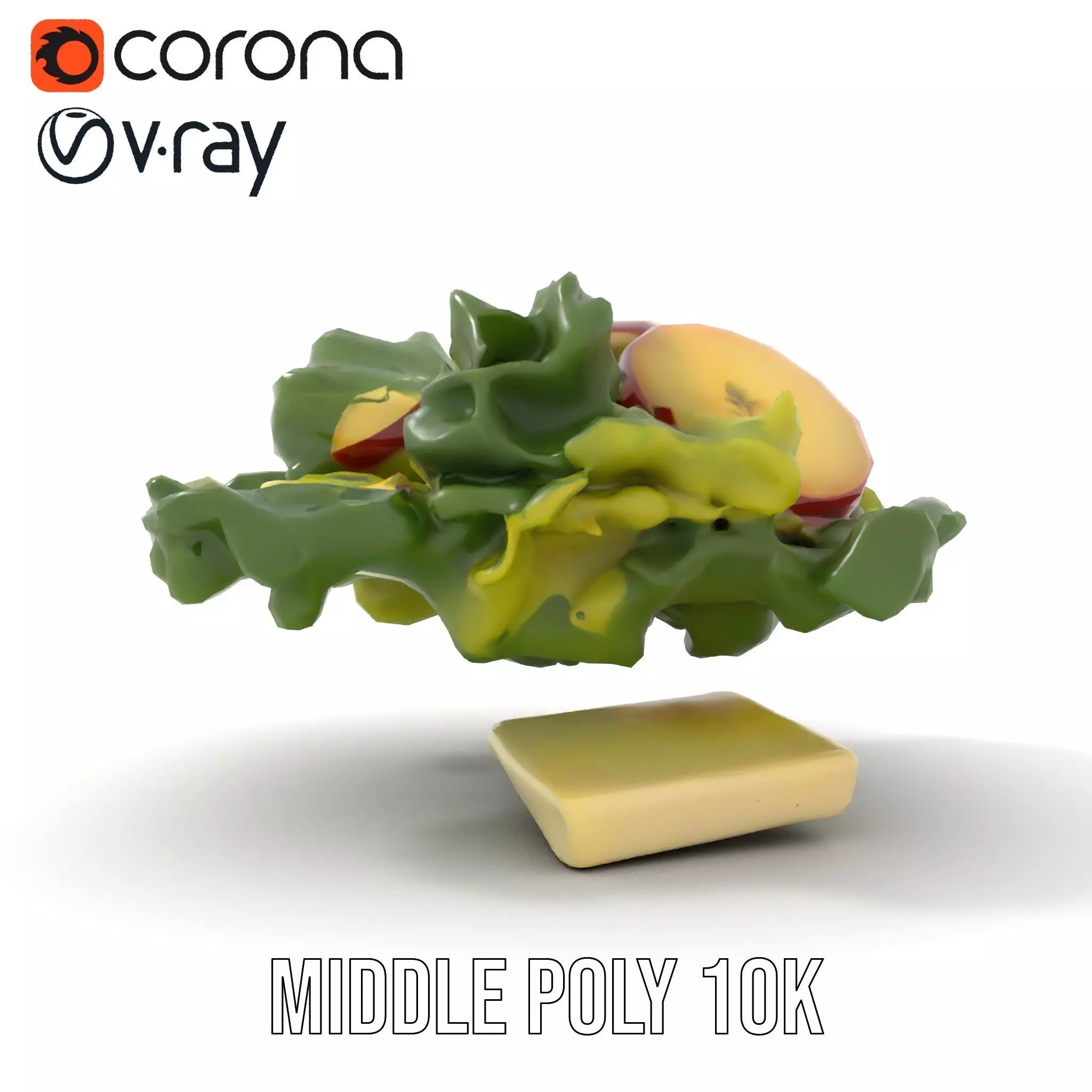 Fresh Salad with Apple Slices and Cheese model pack Low-poly 3D model_16