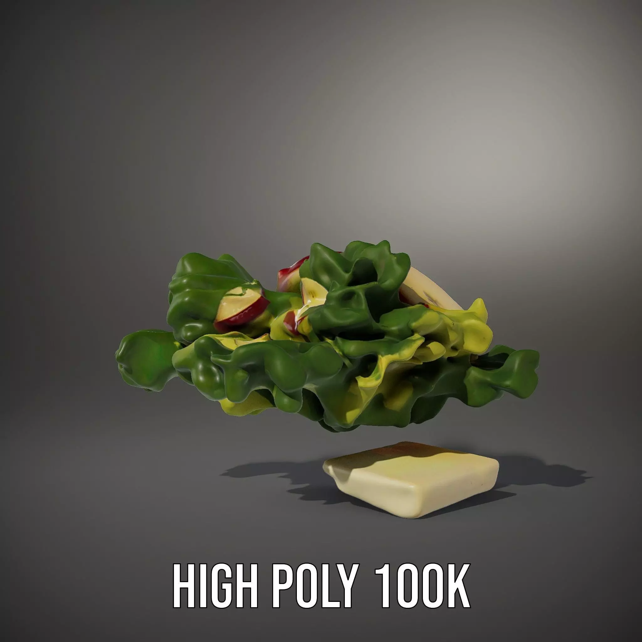 Fresh Salad with Apple Slices and Cheese model pack Low-poly 3D model_10