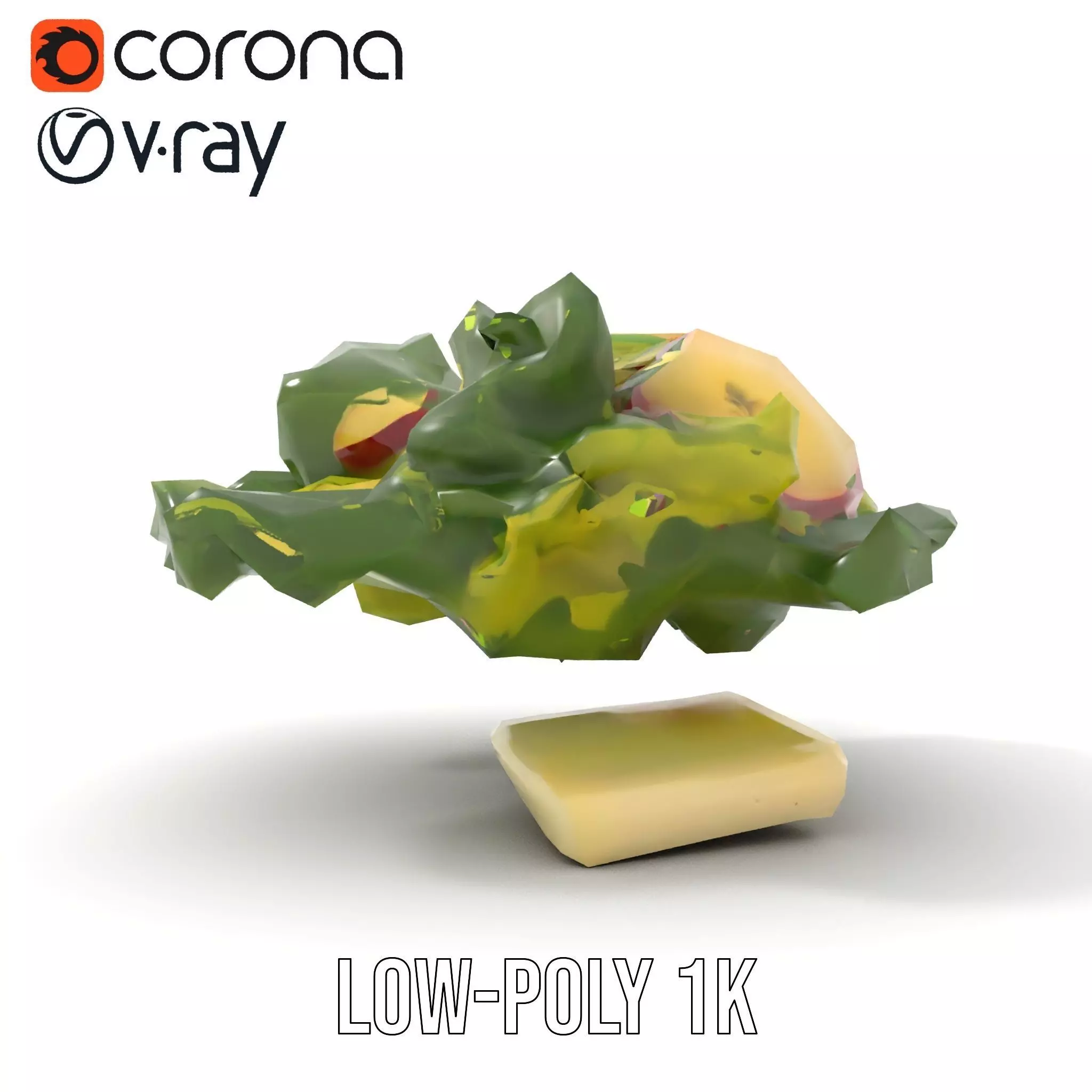 Fresh Salad with Apple Slices and Cheese model pack Low-poly 3D model_14