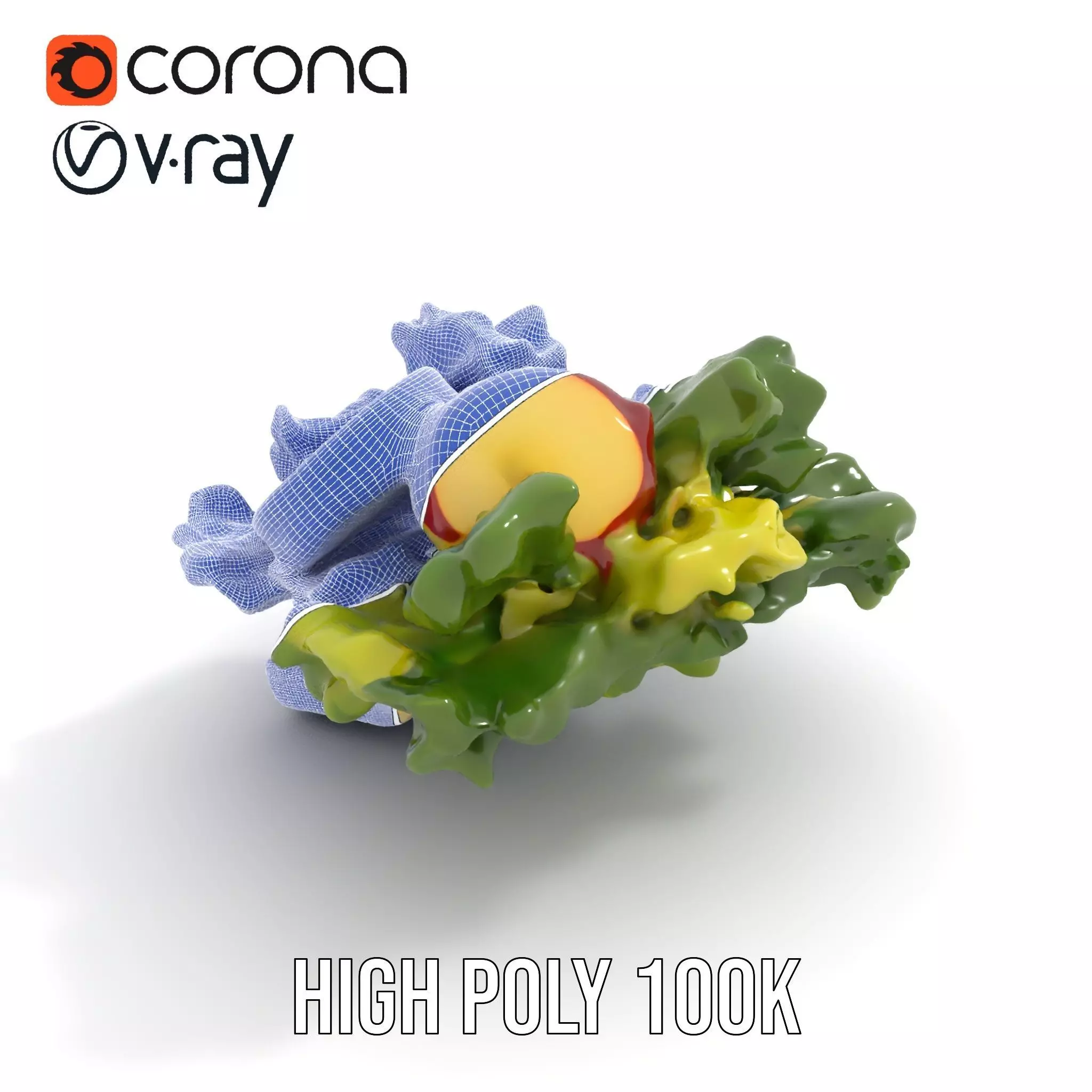 Fresh Salad with Apple Slices and Cheese model pack Low-poly 3D model_32