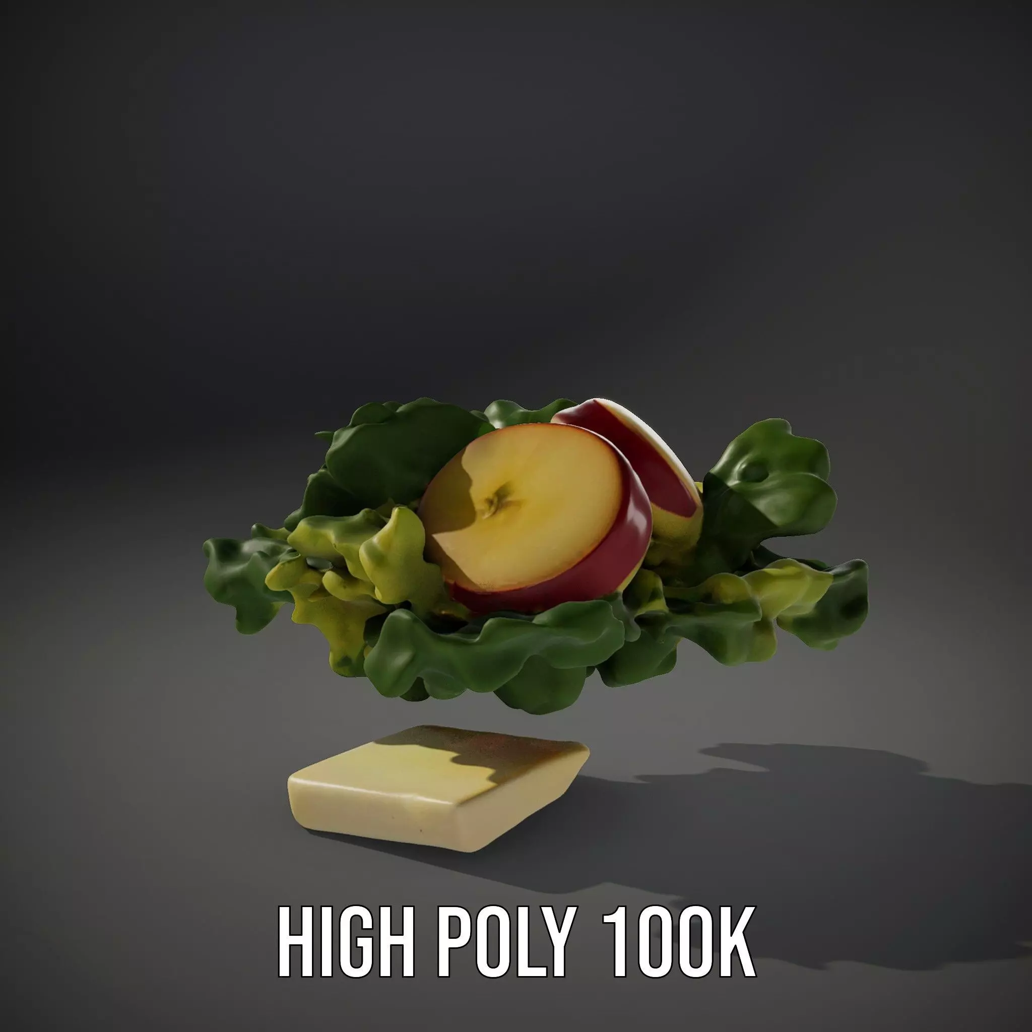 Fresh Salad with Apple Slices and Cheese model pack Low-poly 3D model_8