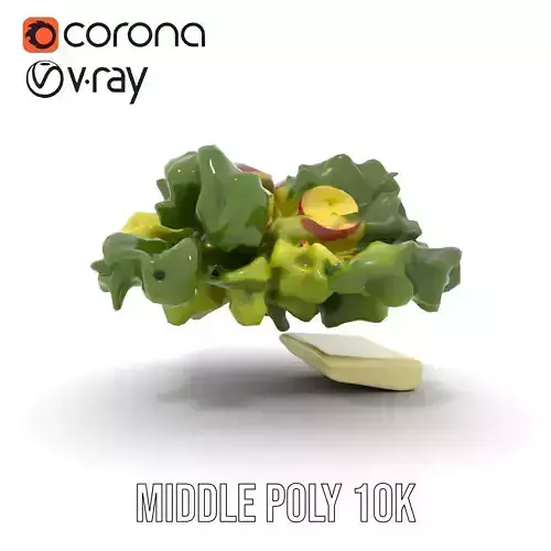 Fresh Salad with Apple Slices and Cheese model pack Low-poly 3D model 5