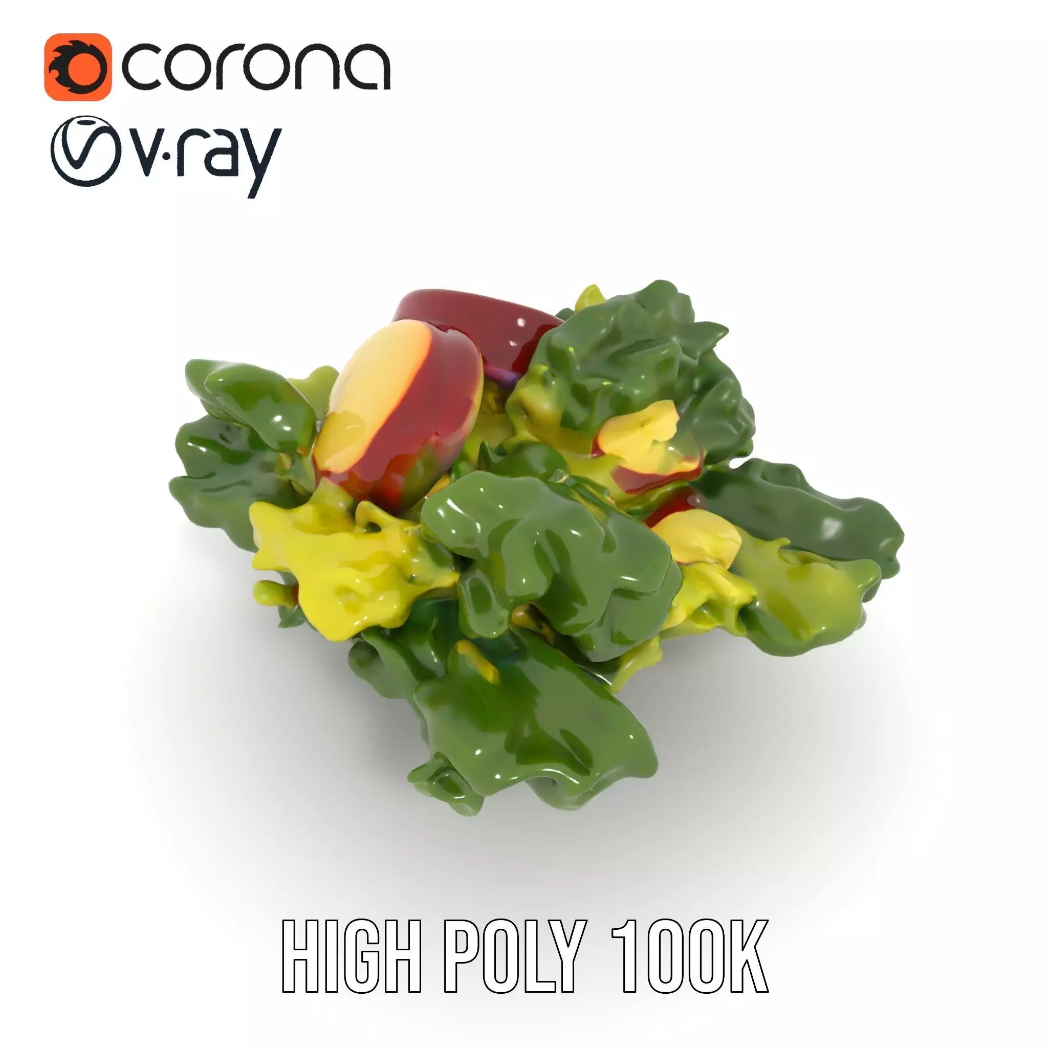 Fresh Salad with Apple Slices and Cheese model pack Low-poly 3D model_15
