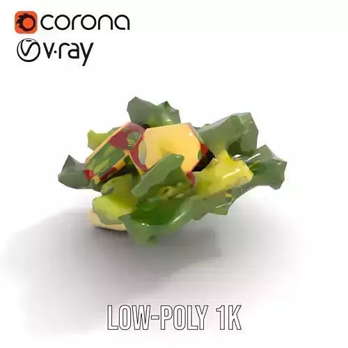 Fresh Salad with Apple Slices and Cheese model pack Low-poly 3D model 7