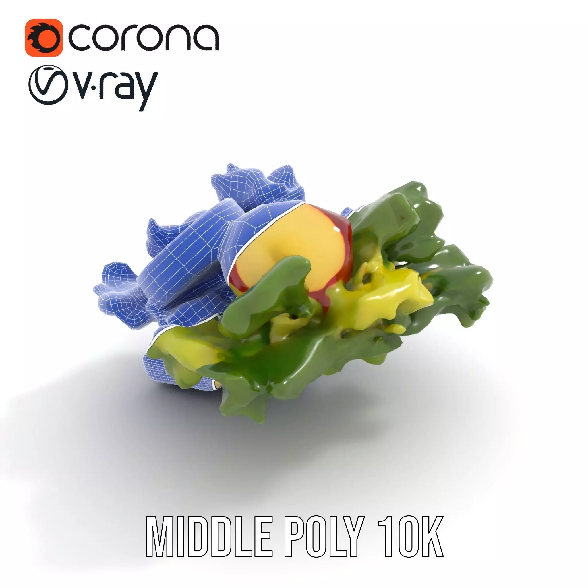 Fresh Salad with Apple Slices and Cheese model pack Low-poly 3D model_21