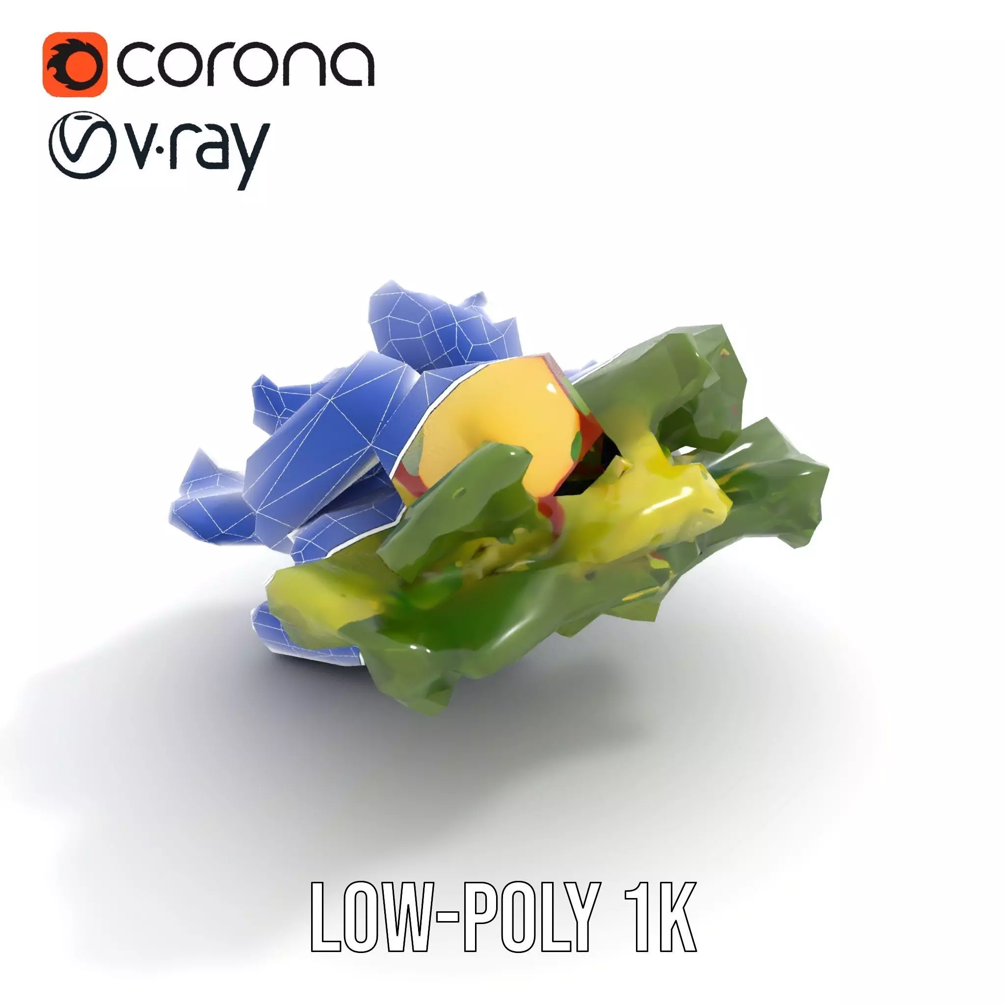 Fresh Salad with Apple Slices and Cheese model pack Low-poly 3D model_25