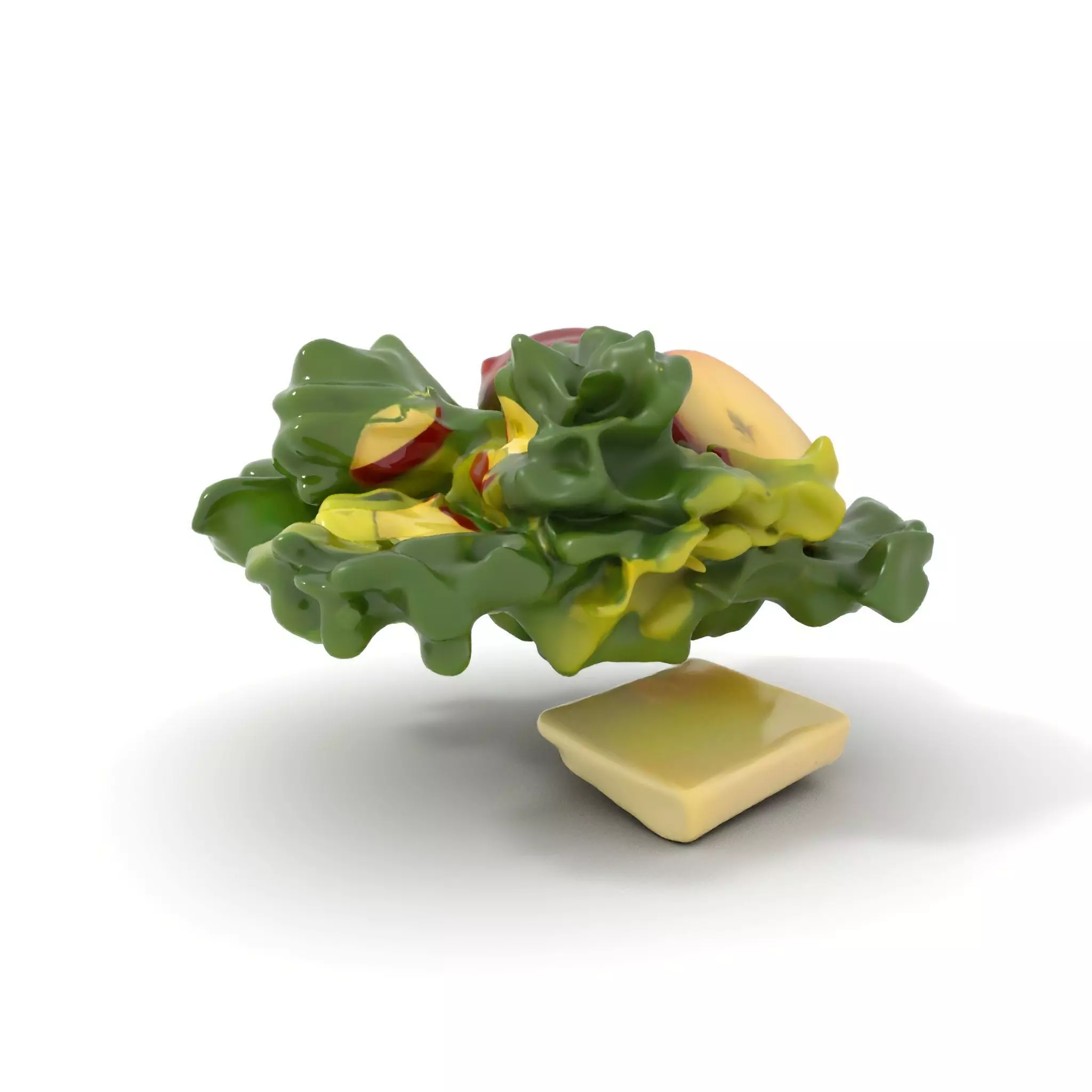 Fresh Salad with Apple Slices and Cheese model pack Low-poly 3D model_0