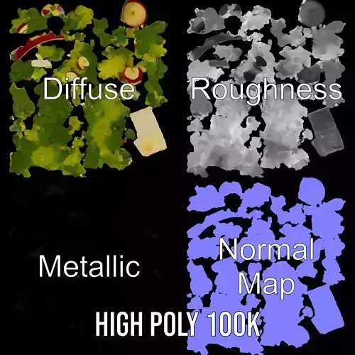Fresh Salad with Apple Slices and Cheese model pack Low-poly 3D model 3
