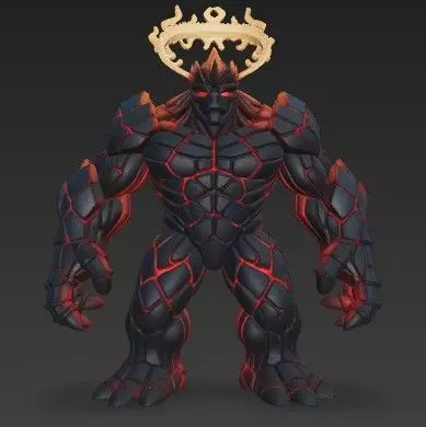 The Crowned Obsidian King Low-poly 3D model_0