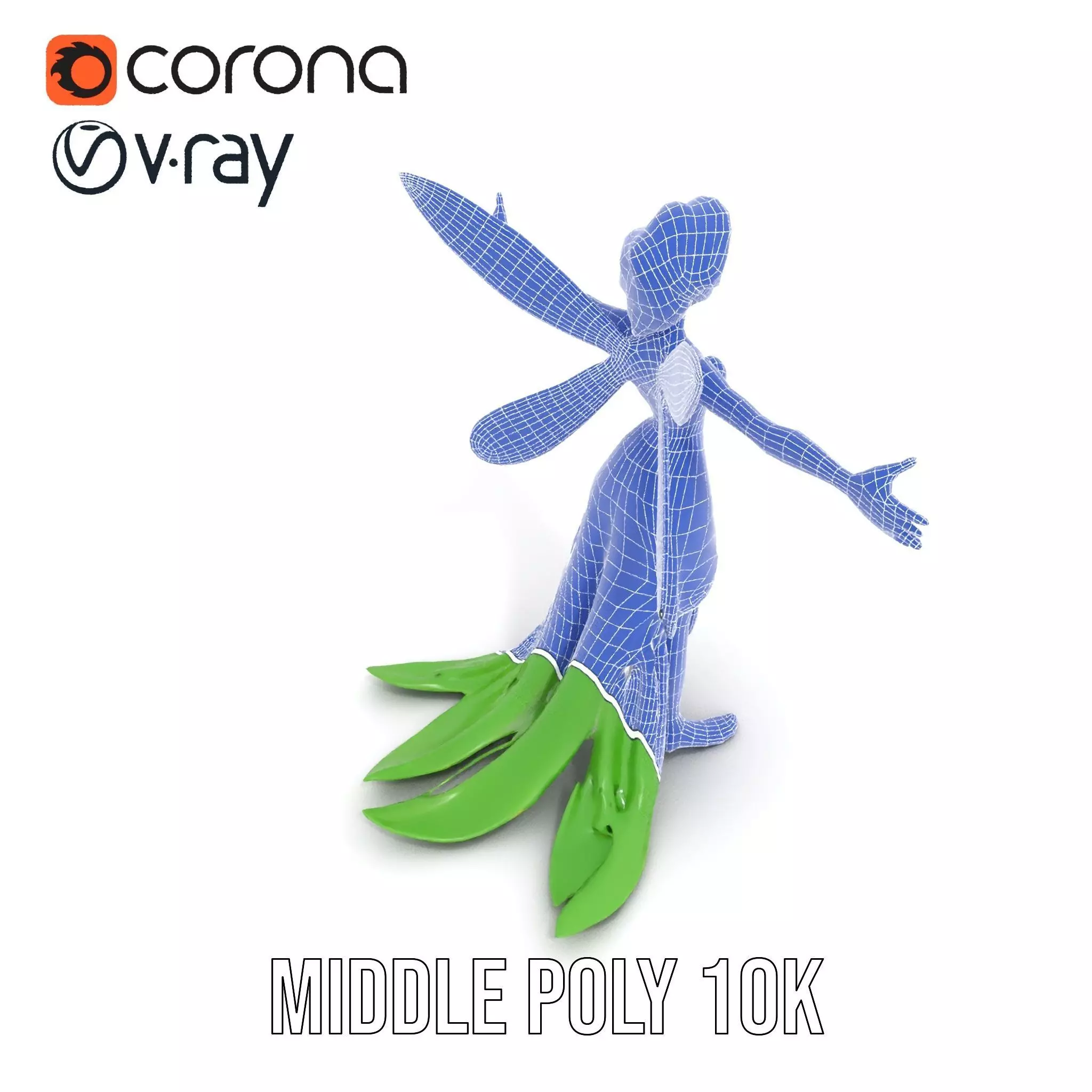 Fairy Character Model Pack with Detailed Wings and Dress Low-poly 3D model_27