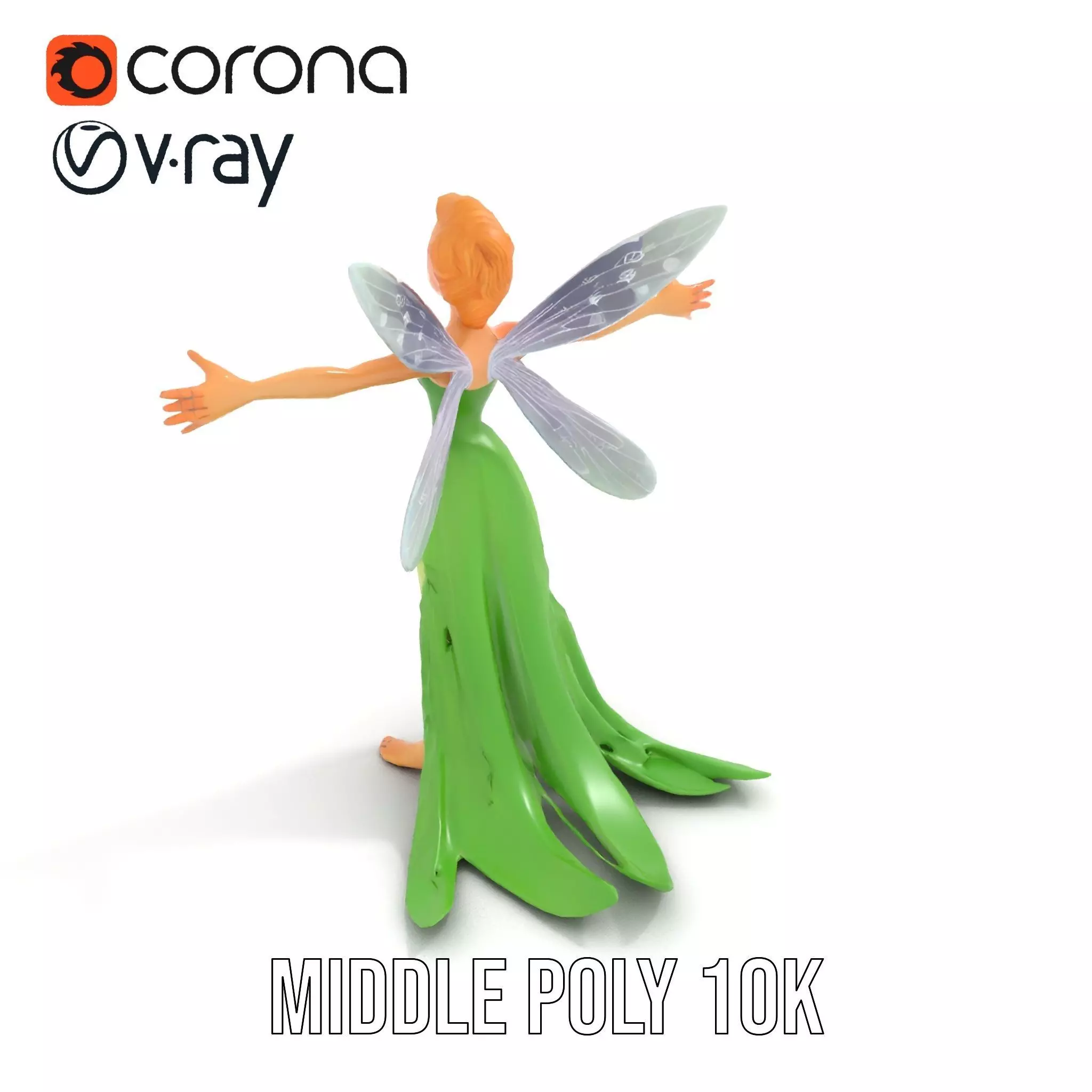 Fairy Character Model Pack with Detailed Wings and Dress Low-poly 3D model_15