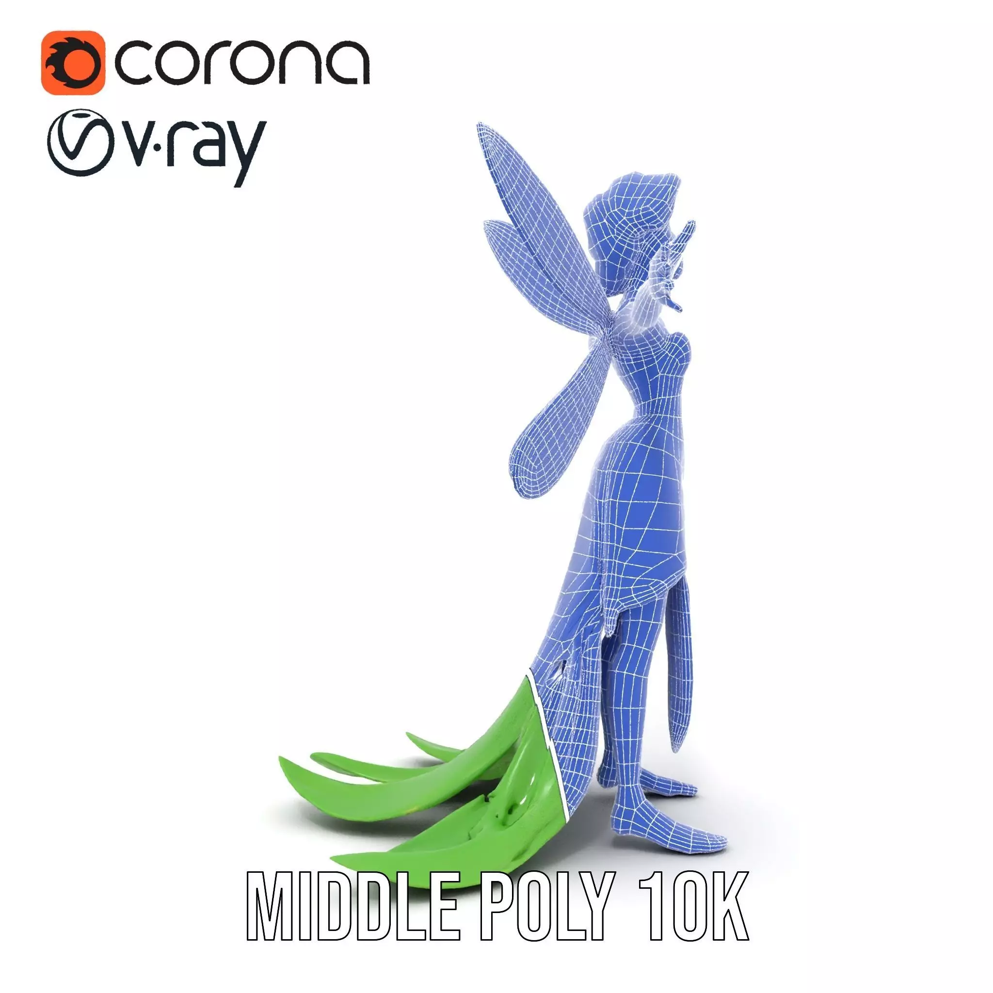 Fairy Character Model Pack with Detailed Wings and Dress Low-poly 3D model_29