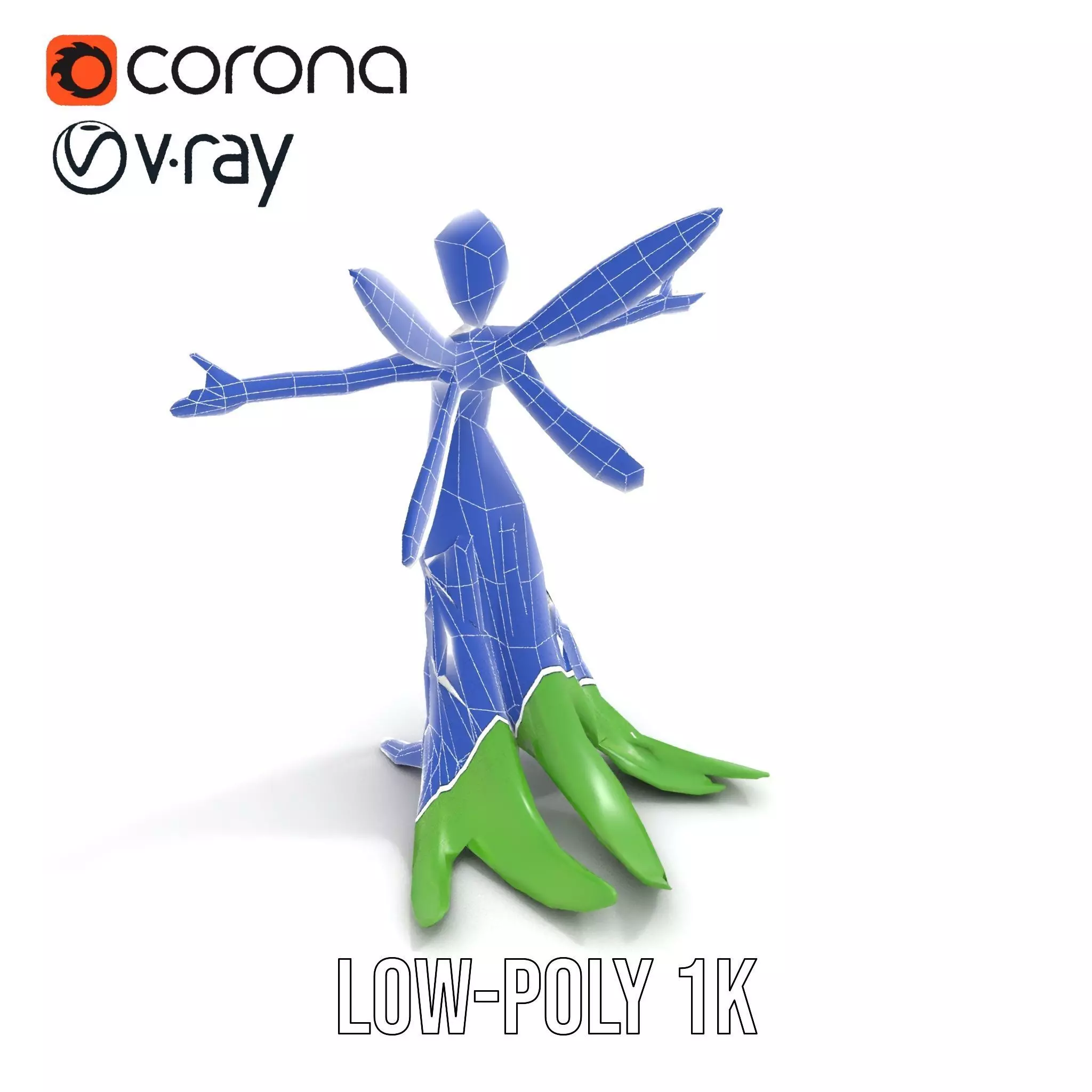 Fairy Character Model Pack with Detailed Wings and Dress Low-poly 3D model_25