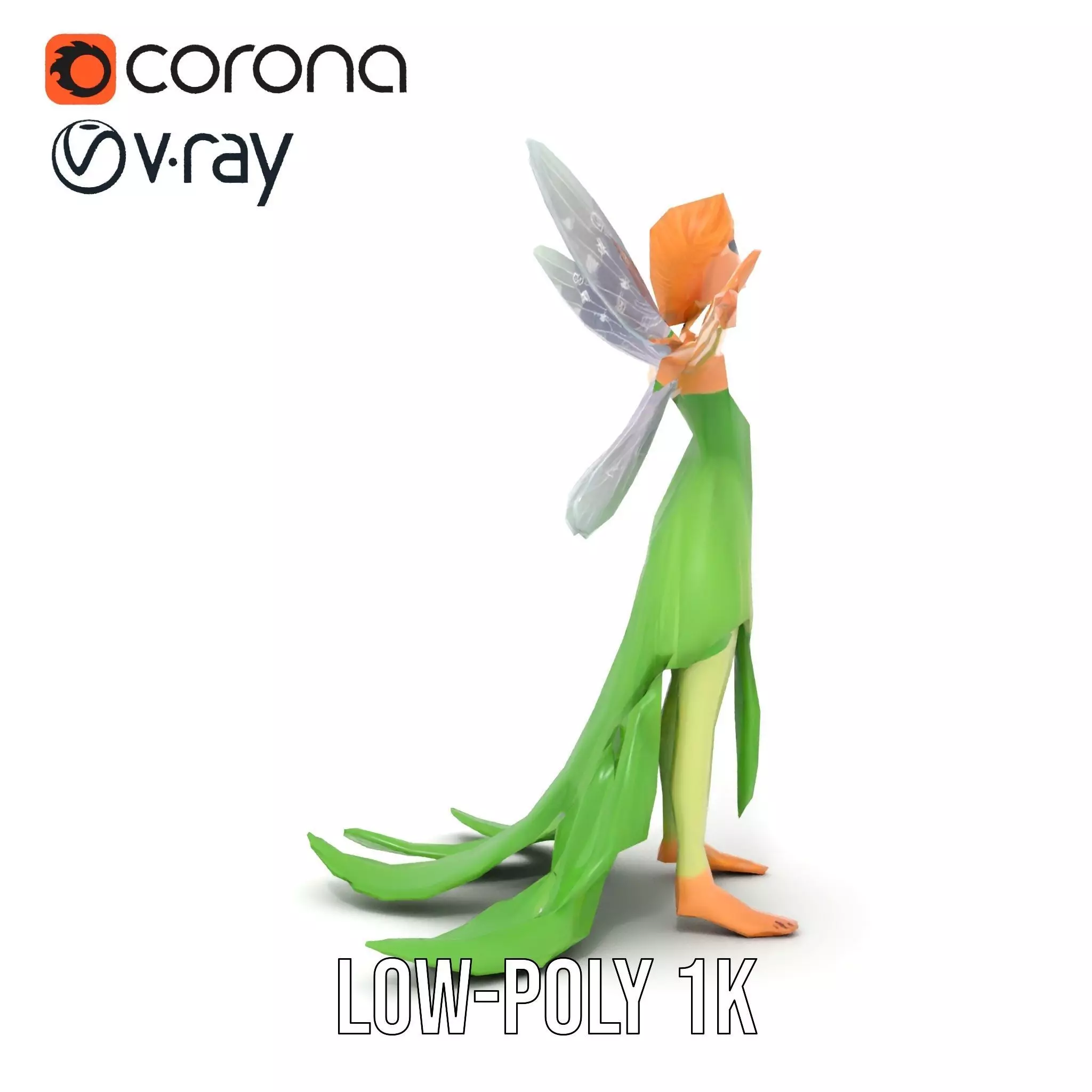 Fairy Character Model Pack with Detailed Wings and Dress Low-poly 3D model_10