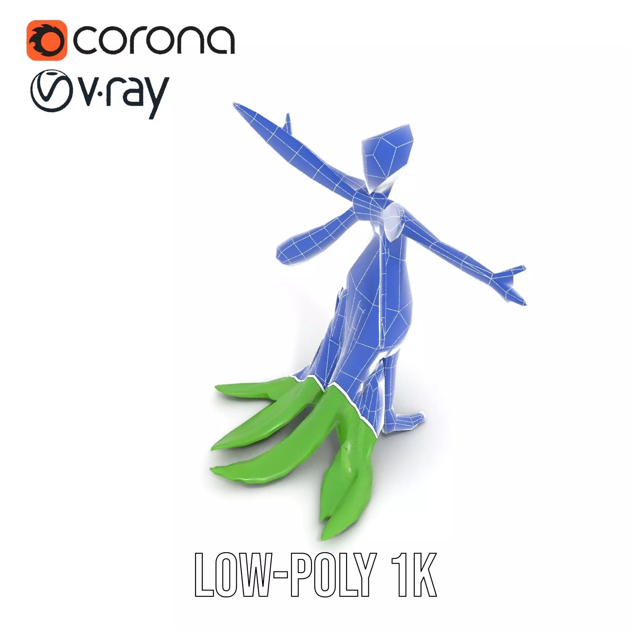 Fairy Character Model Pack with Detailed Wings and Dress Low-poly 3D model_13
