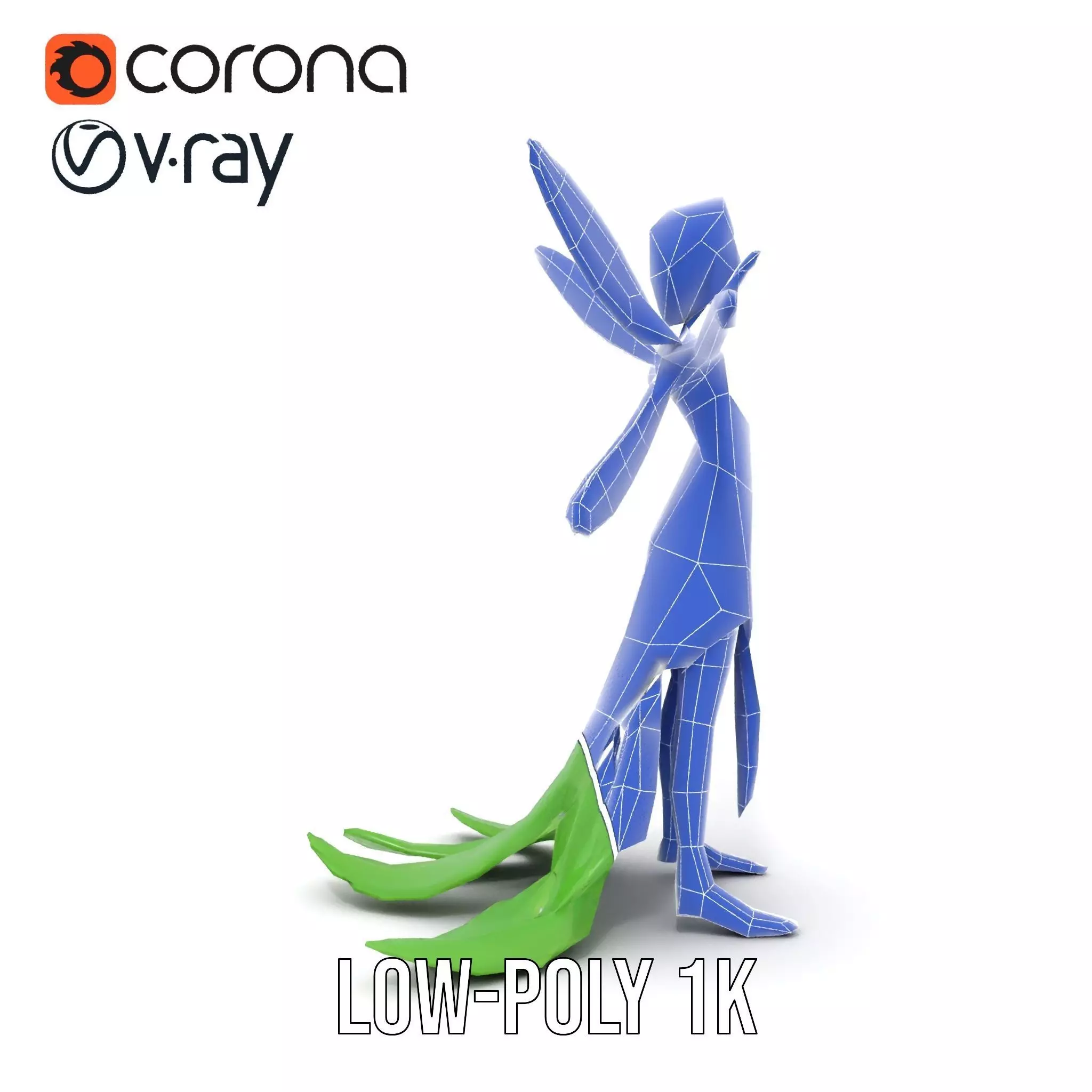 Fairy Character Model Pack with Detailed Wings and Dress Low-poly 3D model_22