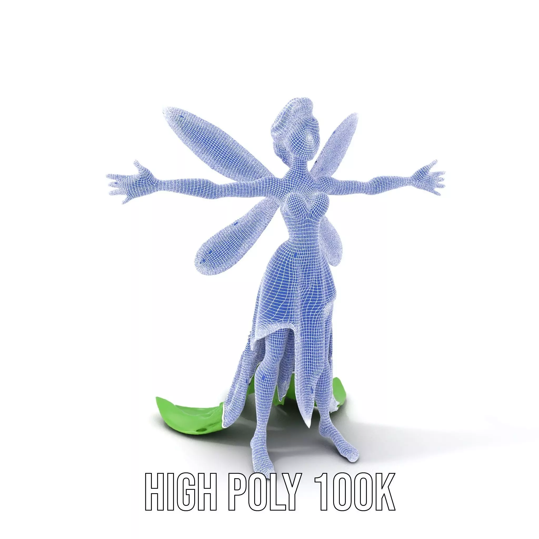 Fairy Character Model Pack with Detailed Wings and Dress Low-poly 3D model_4
