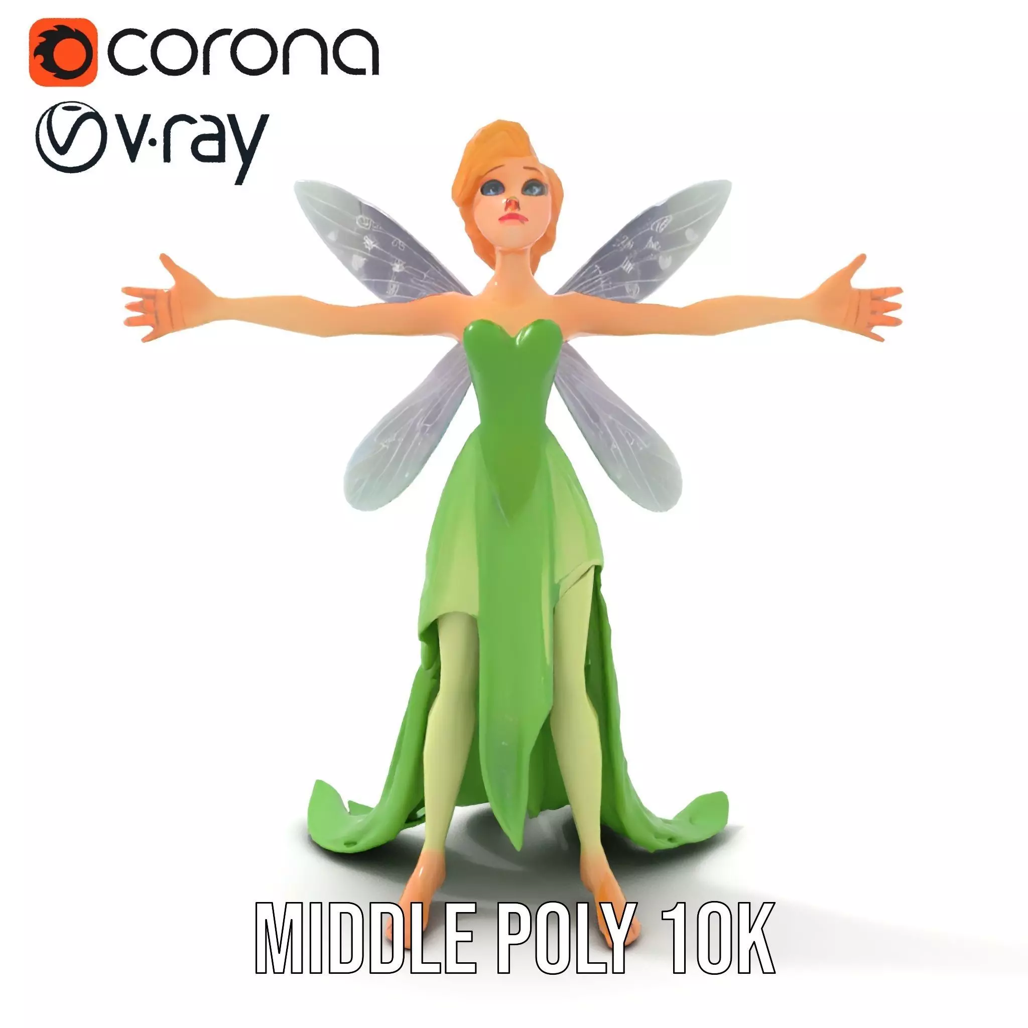 Fairy Character Model Pack with Detailed Wings and Dress Low-poly 3D model_24