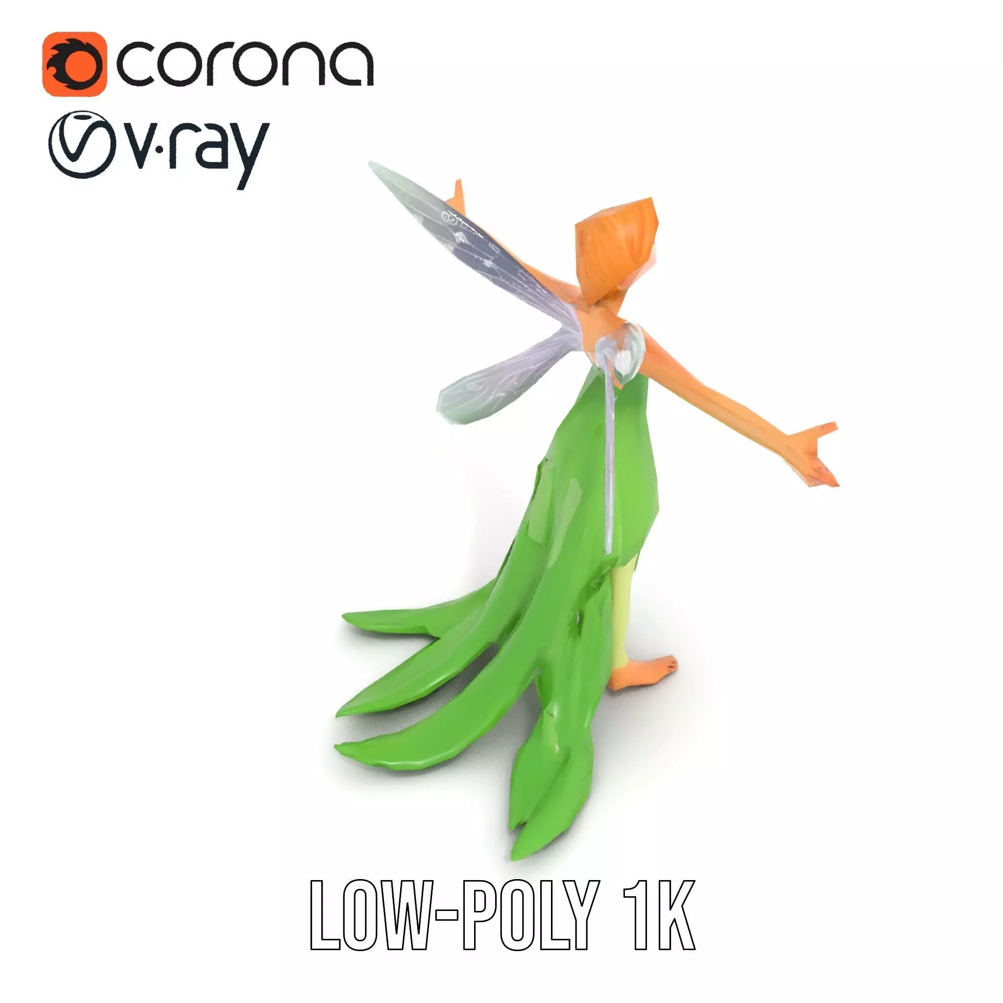 Fairy Character Model Pack with Detailed Wings and Dress Low-poly 3D model_19