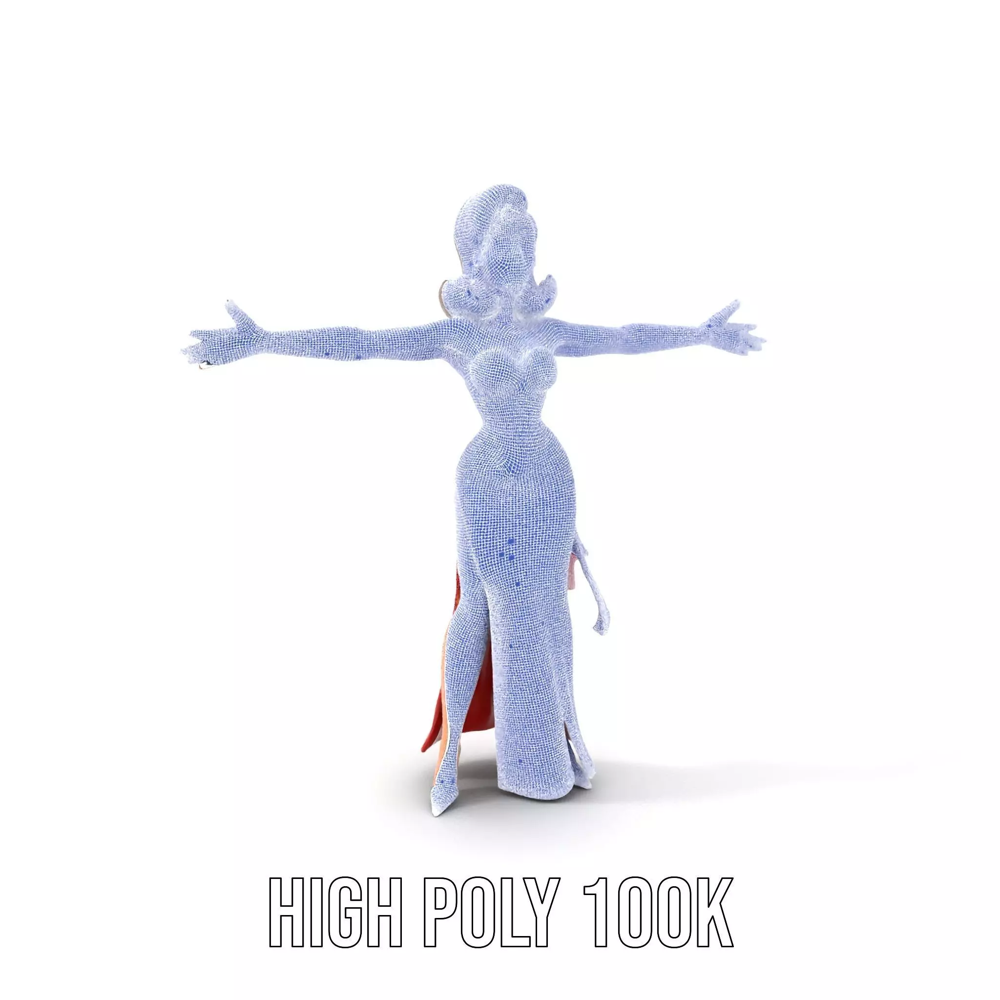 Elegant Lady in Red Dress Model Pack Low-poly 3D model_4