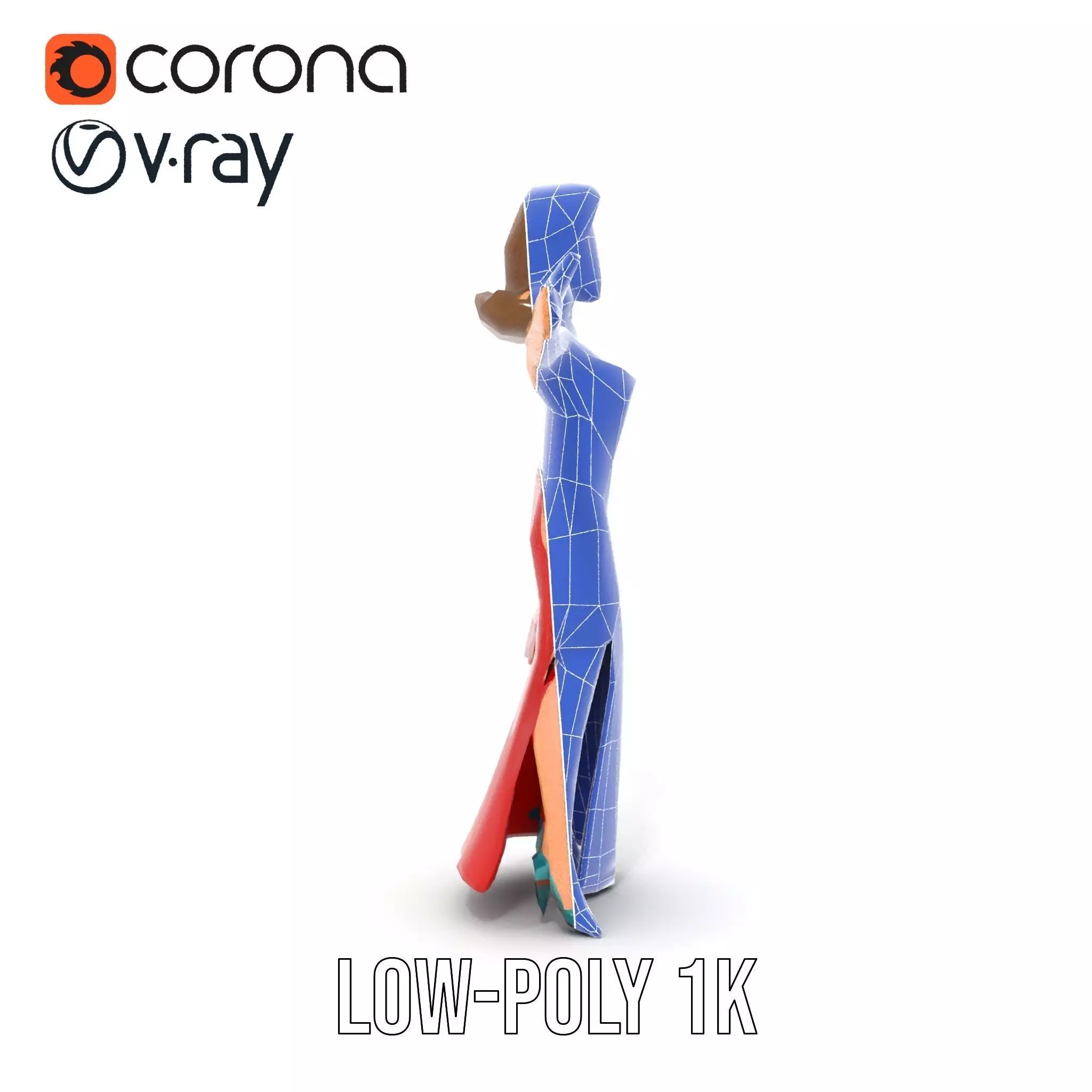 Elegant Lady in Red Dress Model Pack Low-poly 3D model_30