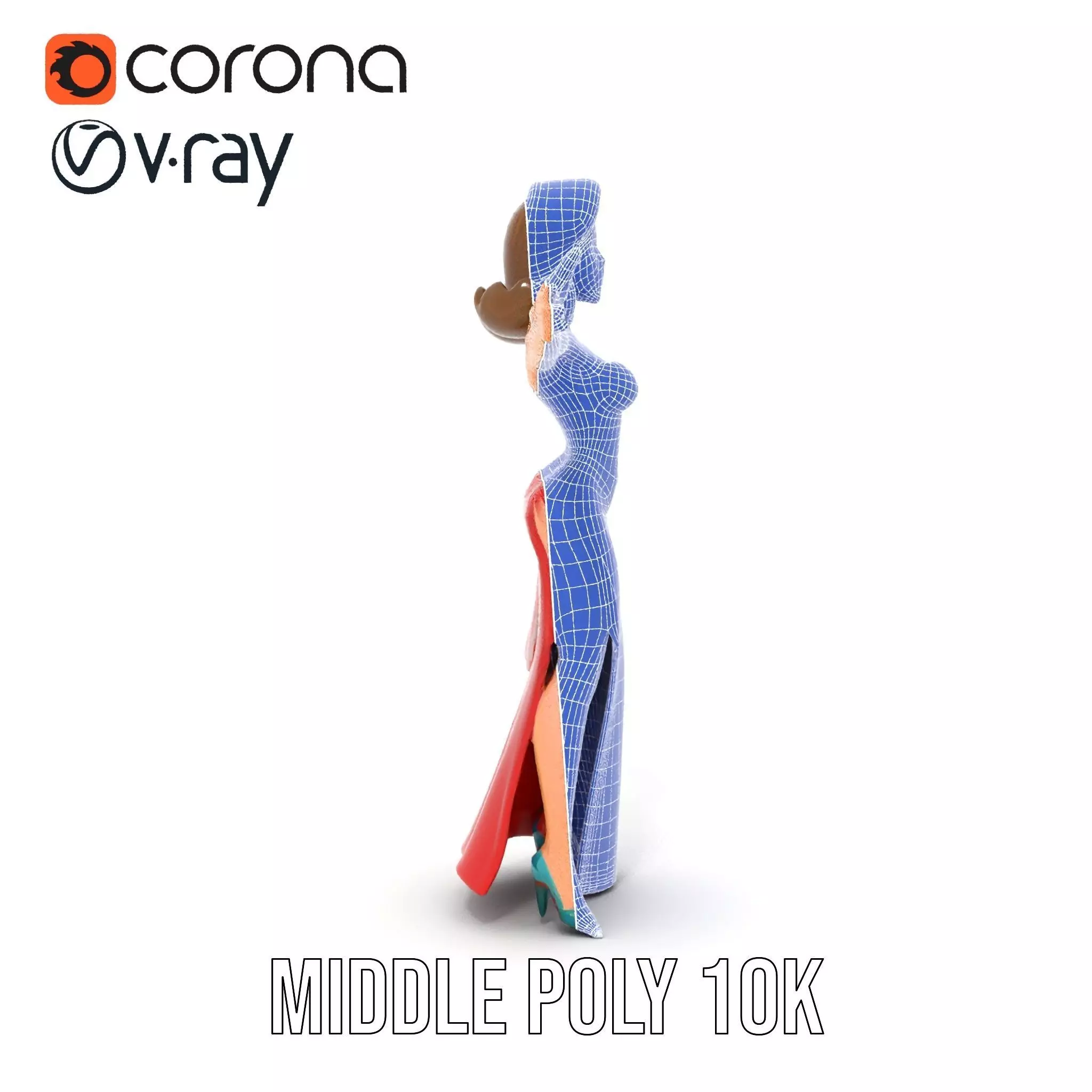 Elegant Lady in Red Dress Model Pack Low-poly 3D model_29