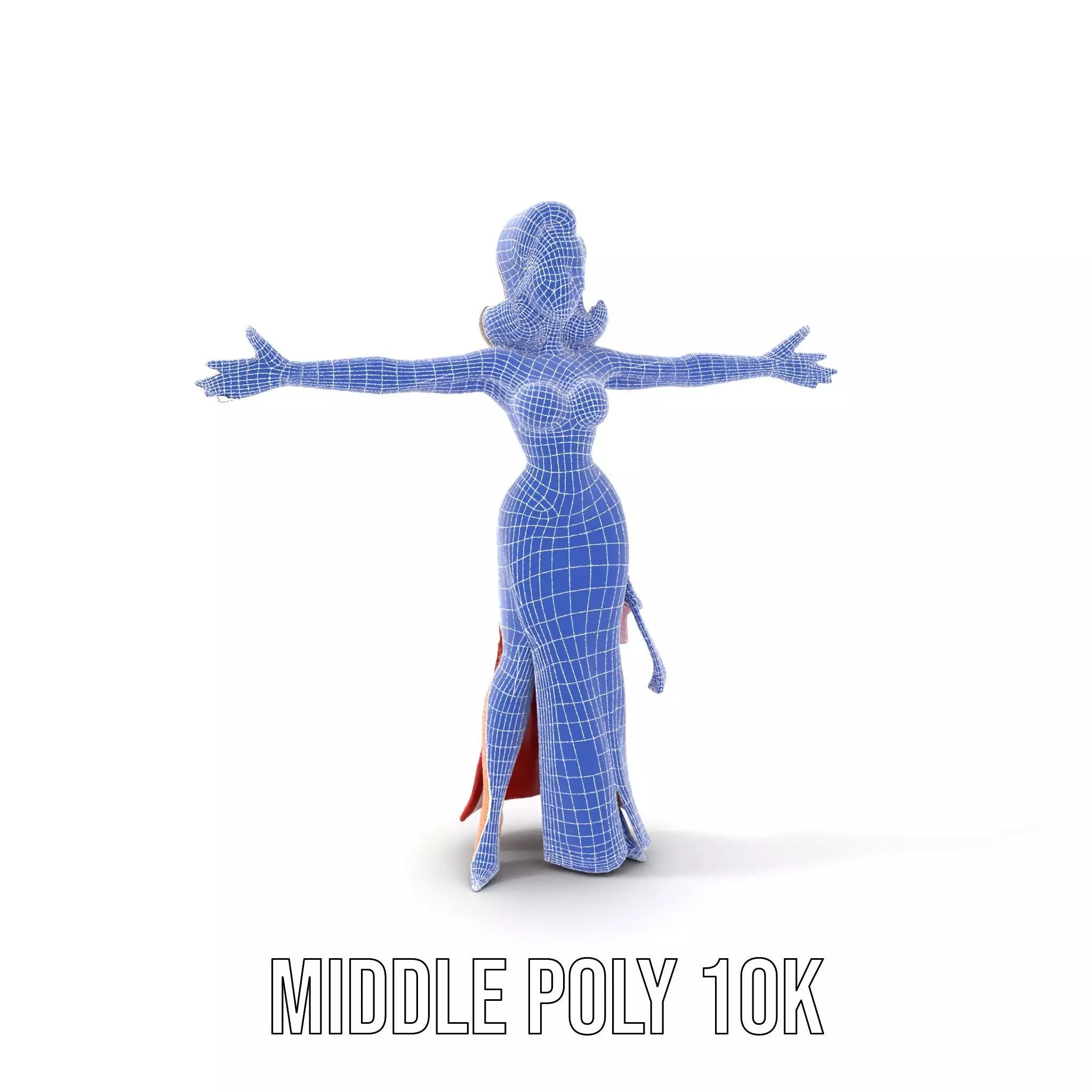 Elegant Lady in Red Dress Model Pack Low-poly 3D model_23