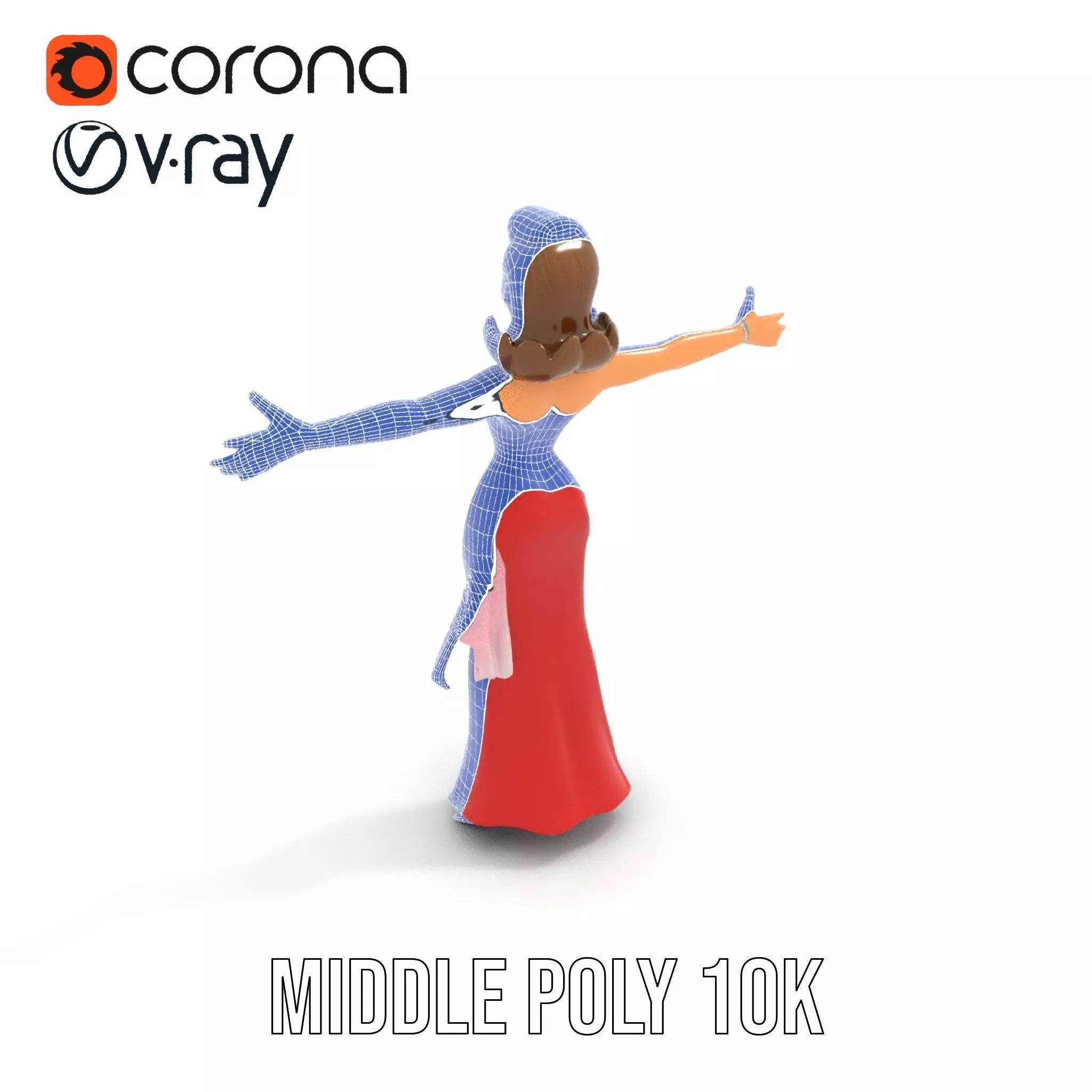 Elegant Lady in Red Dress Model Pack Low-poly 3D model_17