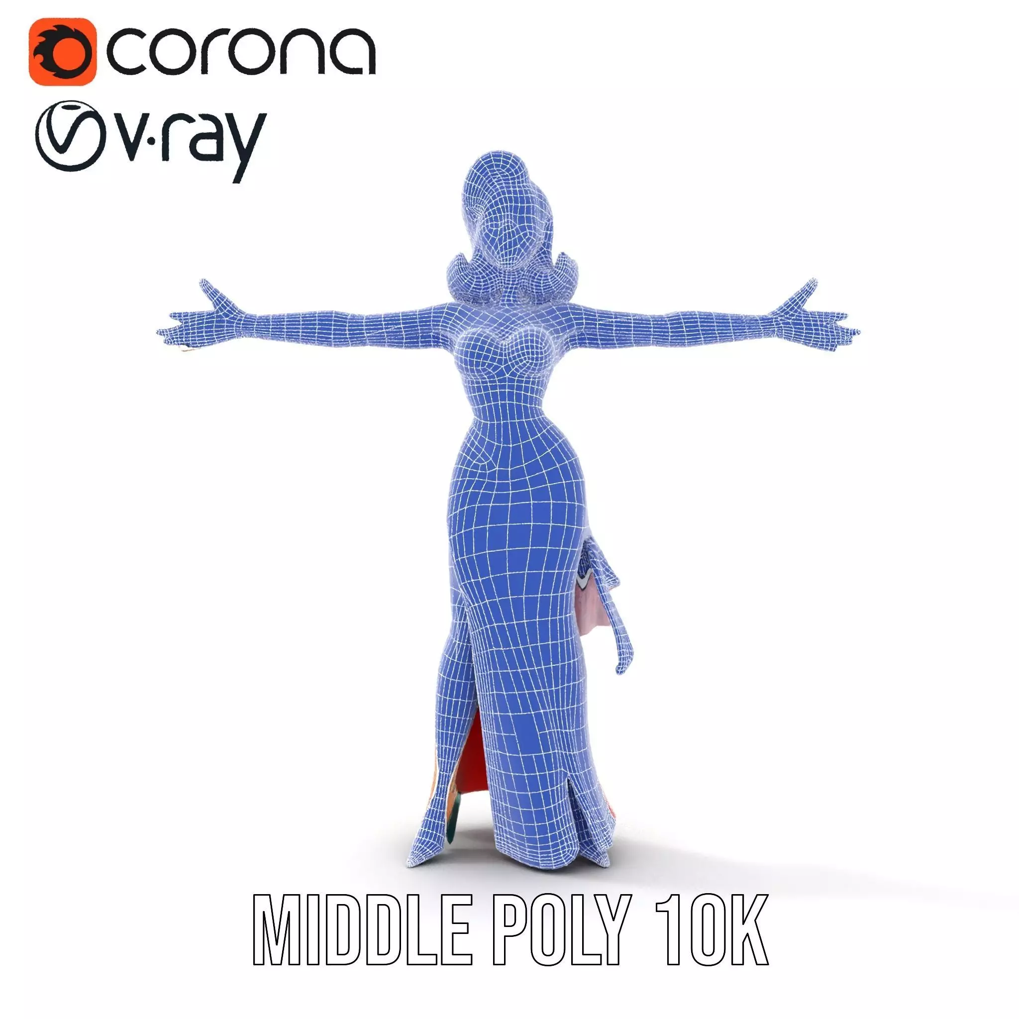 Elegant Lady in Red Dress Model Pack Low-poly 3D model_20