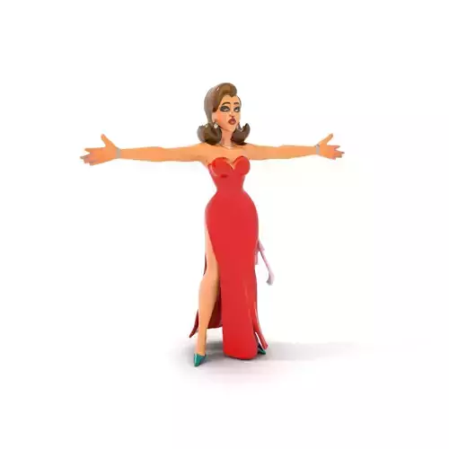 Elegant Lady in Red Dress Model Pack Low-poly 3D model