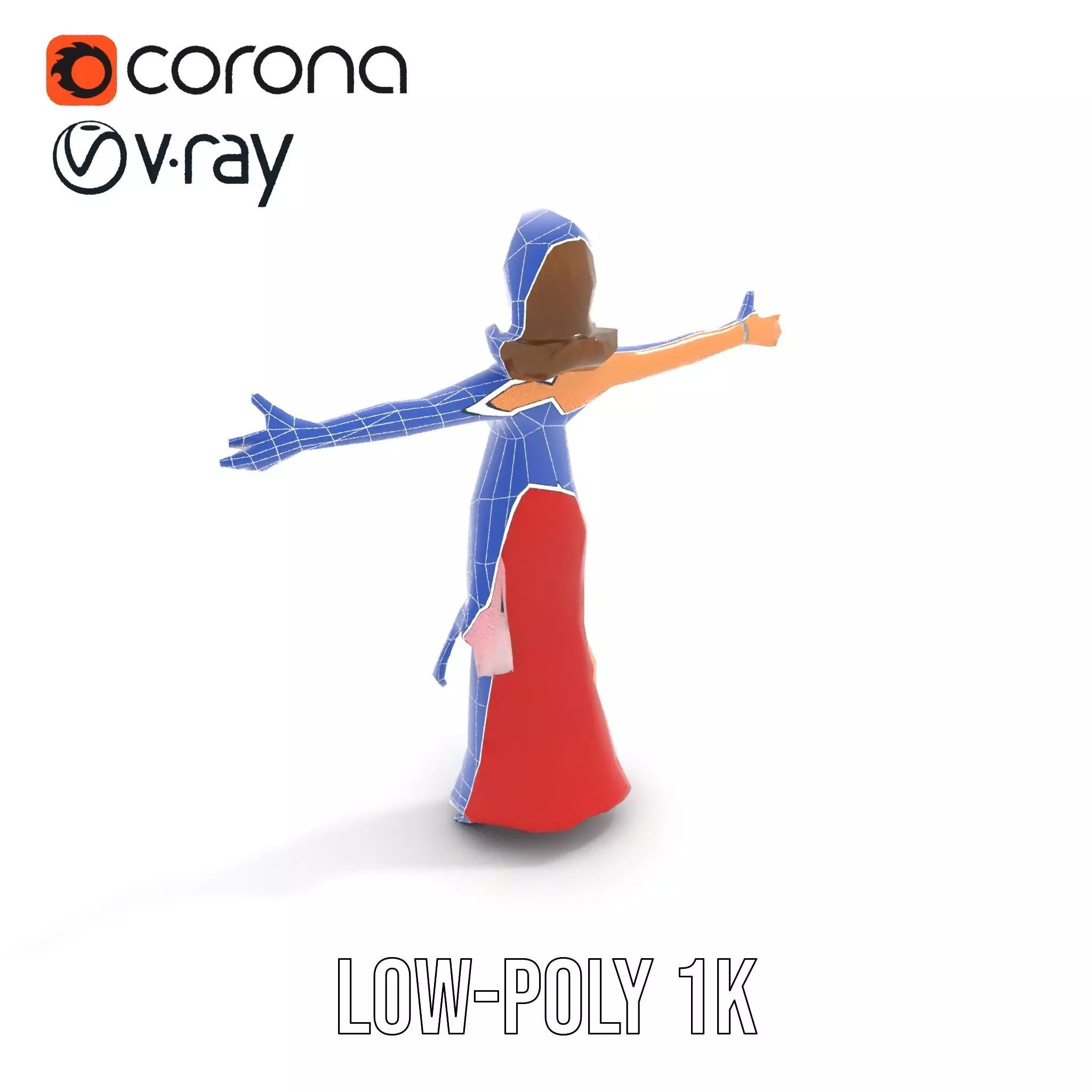 Elegant Lady in Red Dress Model Pack Low-poly 3D model_11