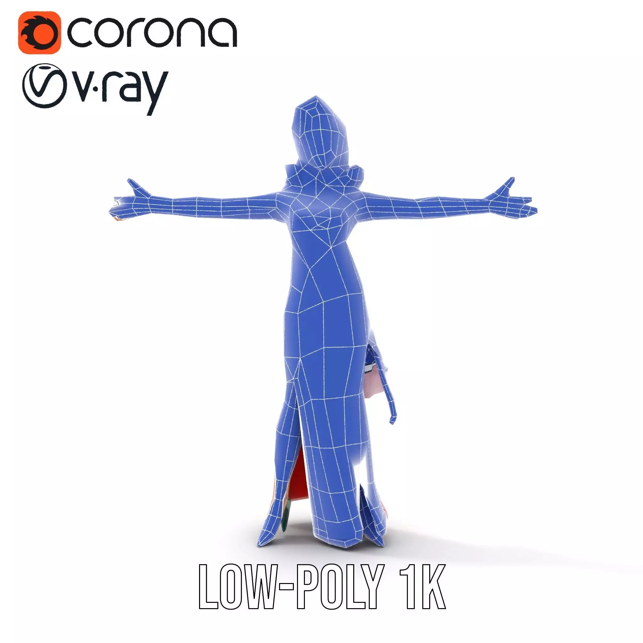 Elegant Lady in Red Dress Model Pack Low-poly 3D model_27