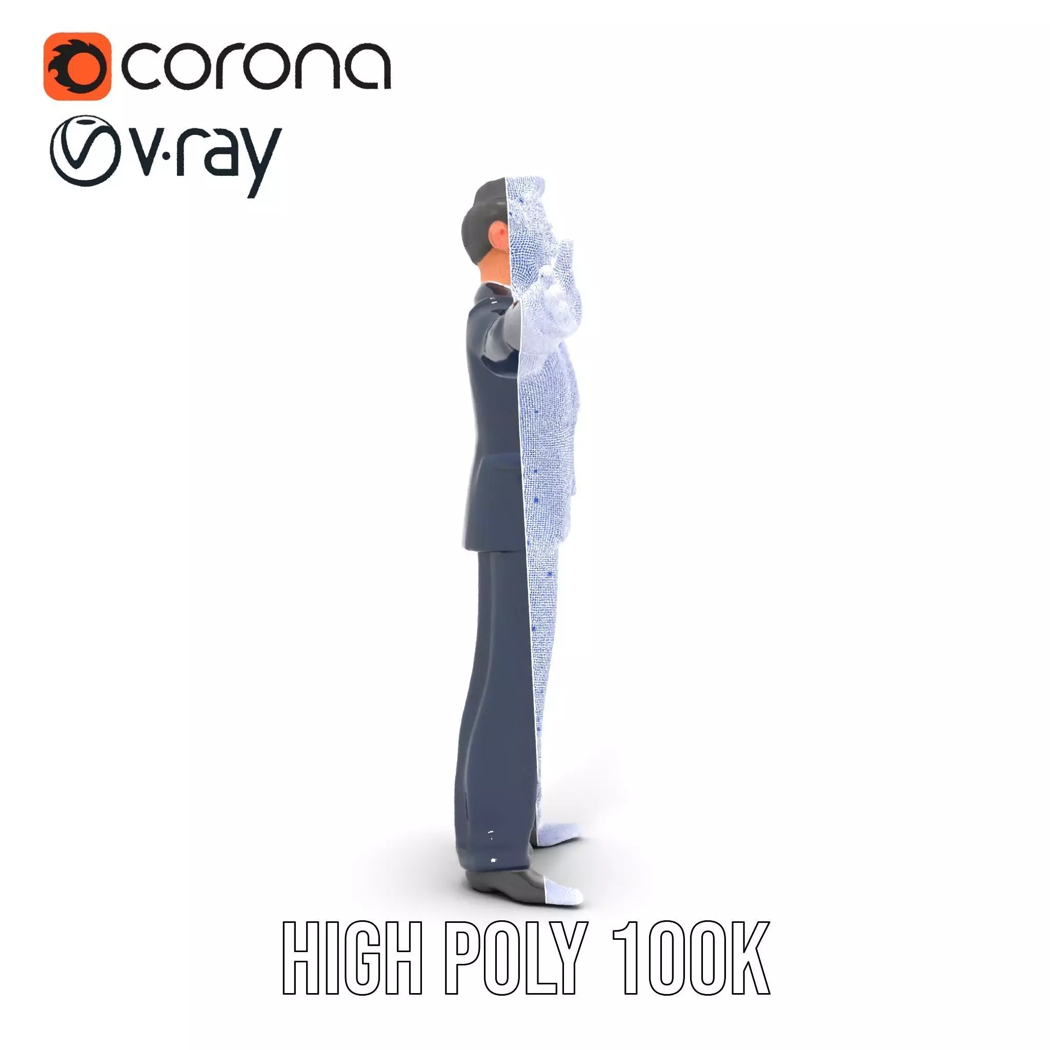 Cartoon Businessman Character in Suit Model Pack Low-poly 3D model_32