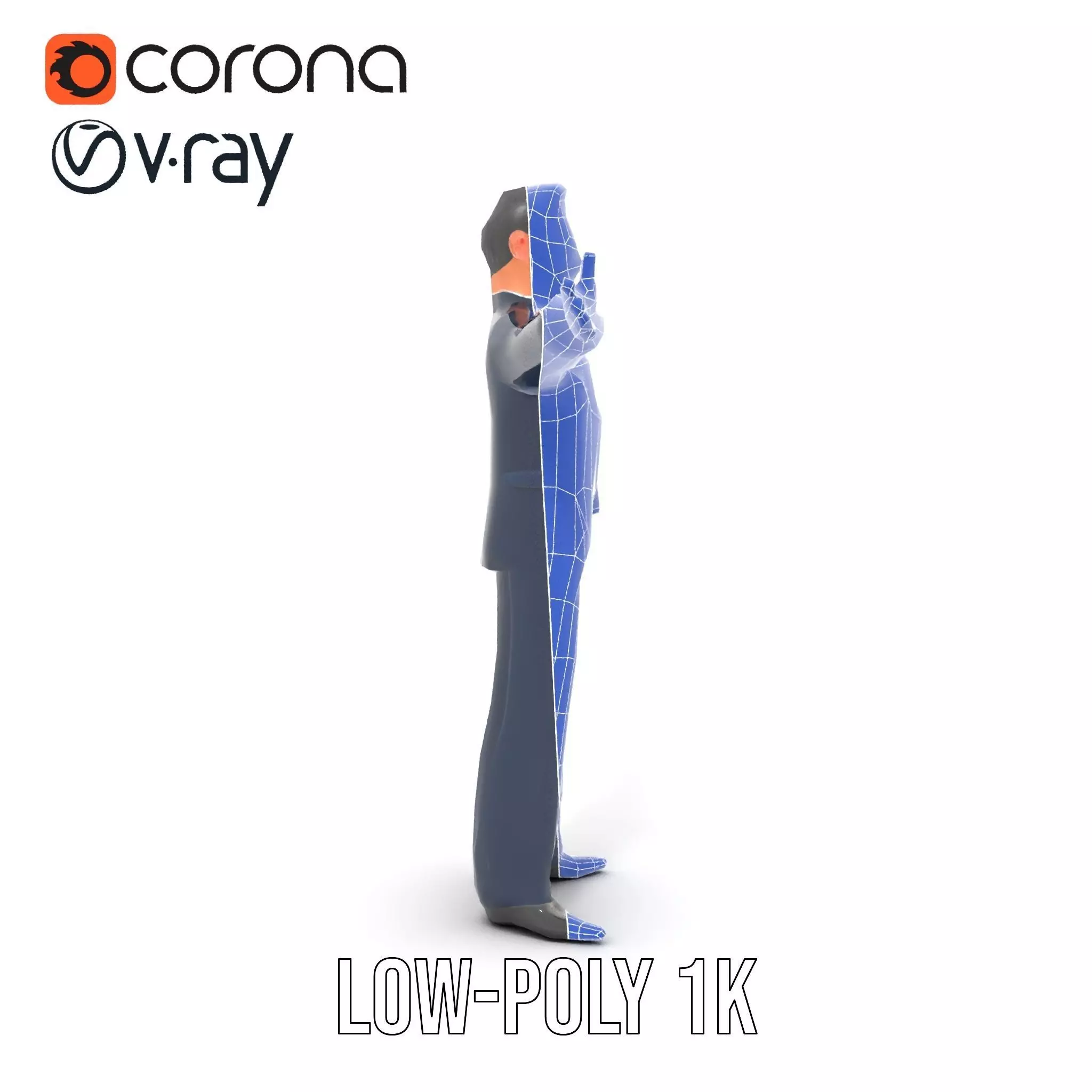 Cartoon Businessman Character in Suit Model Pack Low-poly 3D model_19