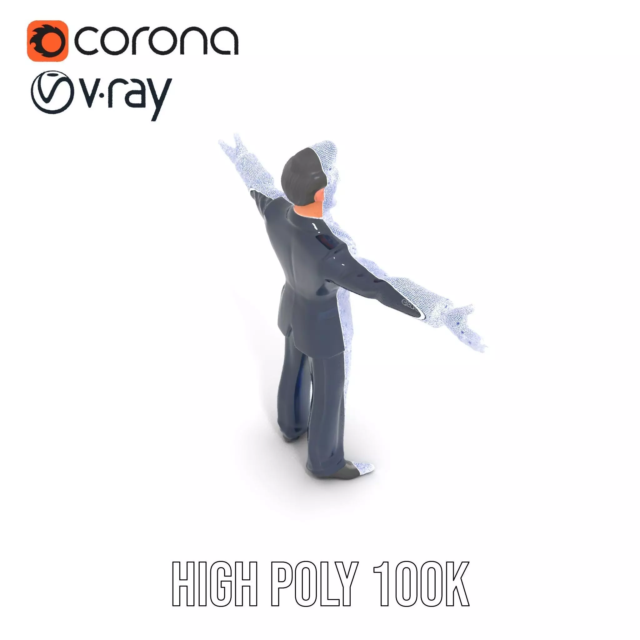 Cartoon Businessman Character in Suit Model Pack Low-poly 3D model_26