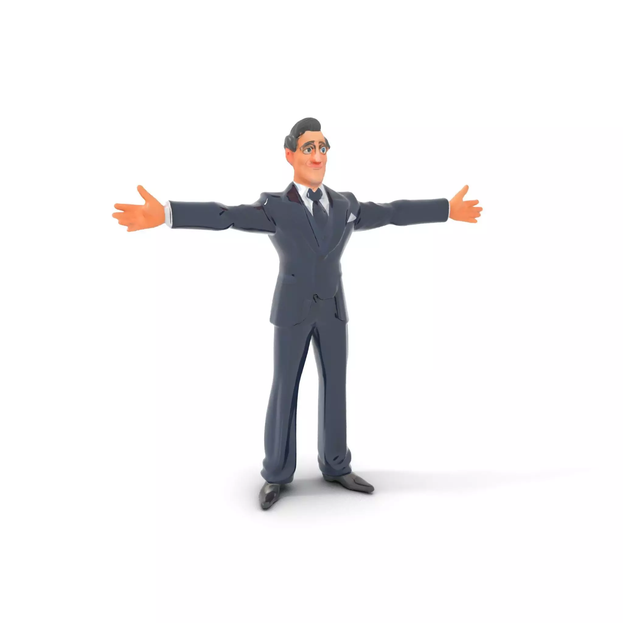 Cartoon Businessman Character in Suit Model Pack Low-poly 3D model_0
