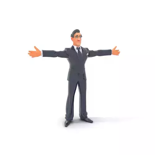 Cartoon Businessman Character in Suit Model Pack Low-poly 3D model