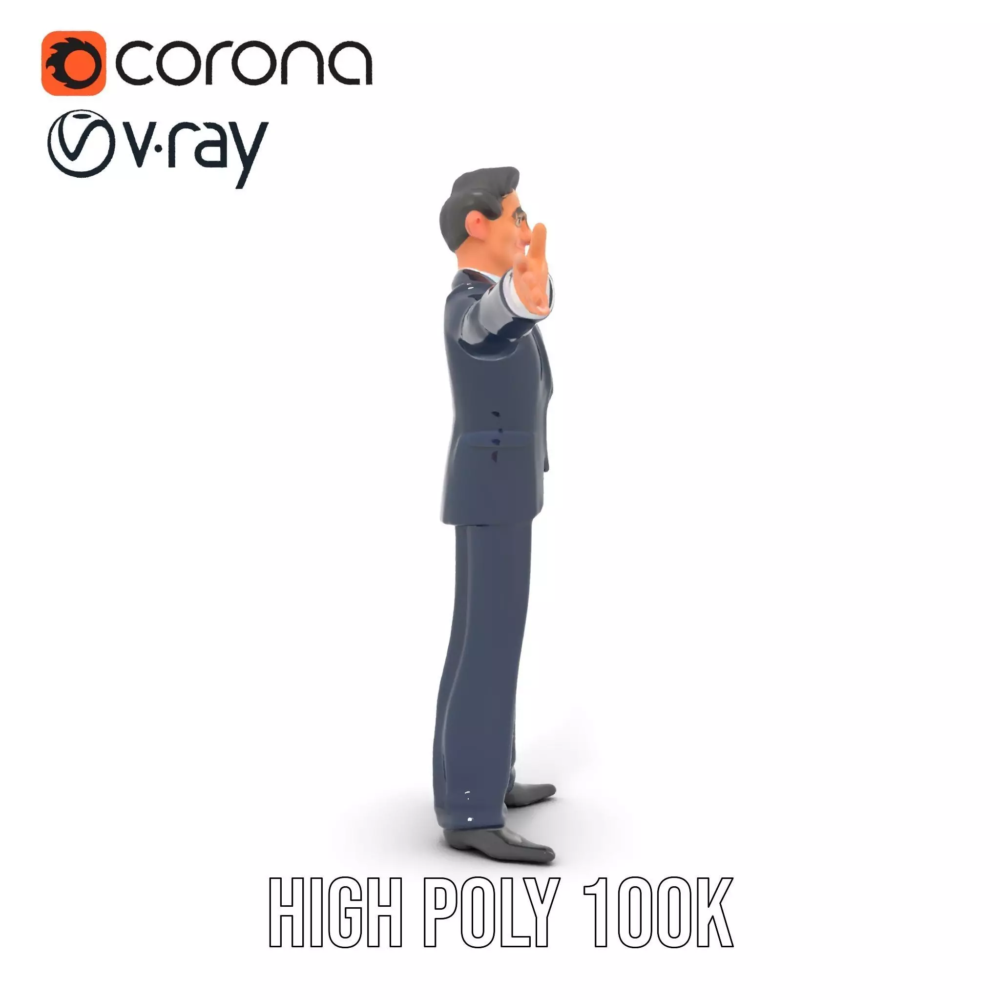 Cartoon Businessman Character in Suit Model Pack Low-poly 3D model_29