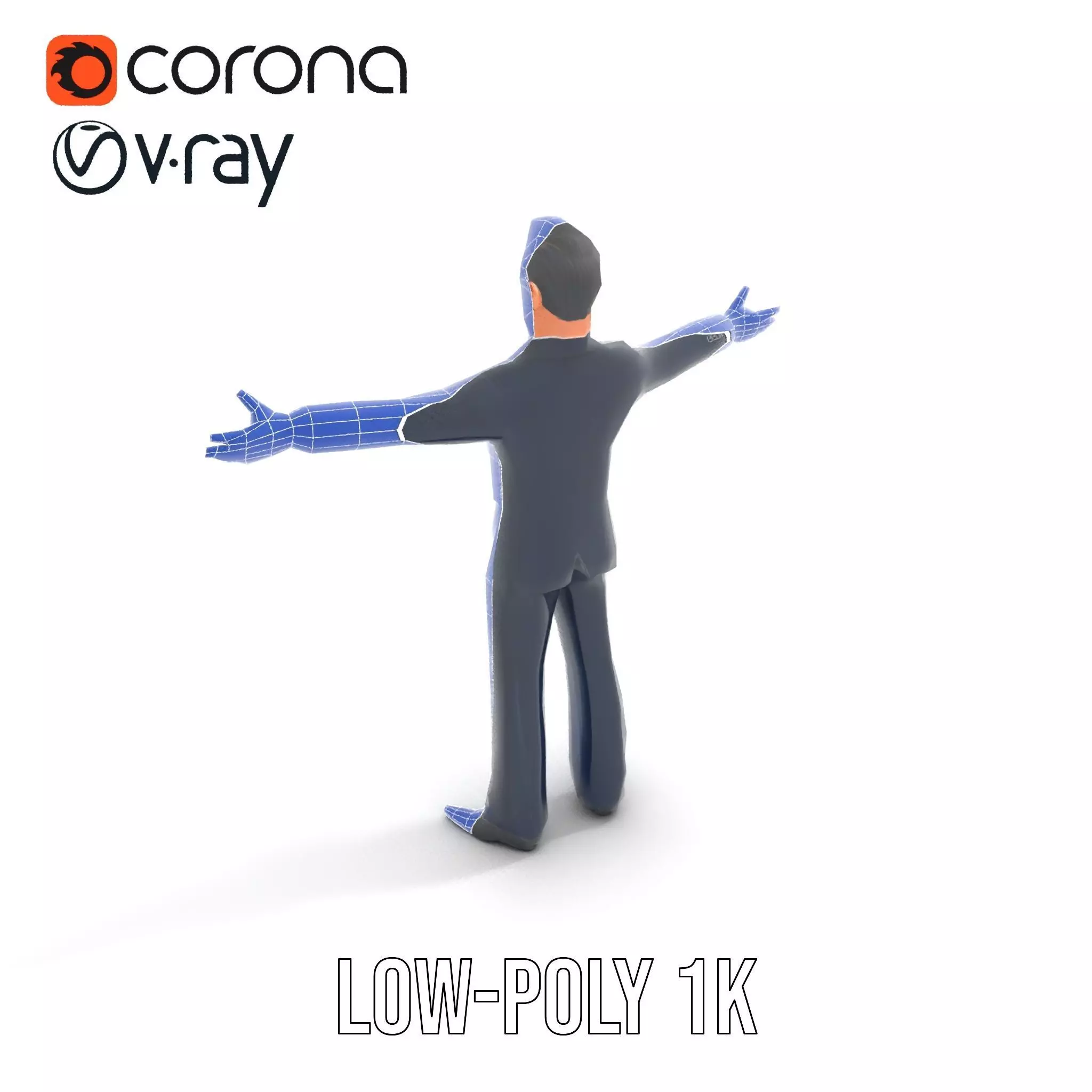 Cartoon Businessman Character in Suit Model Pack Low-poly 3D model_25