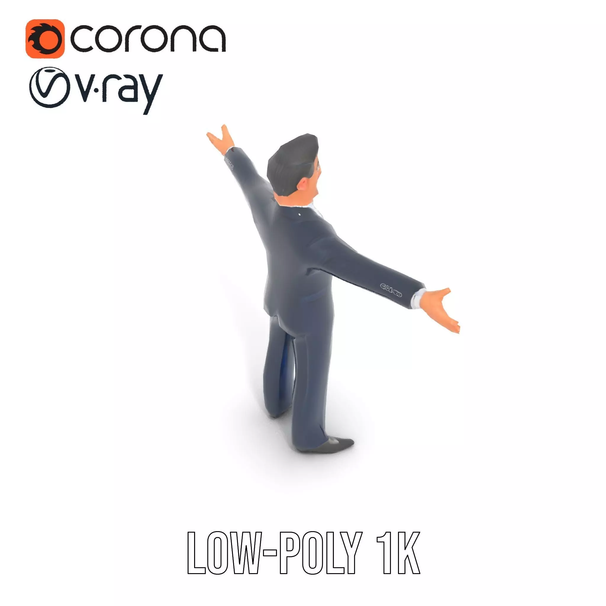 Cartoon Businessman Character in Suit Model Pack Low-poly 3D model_7