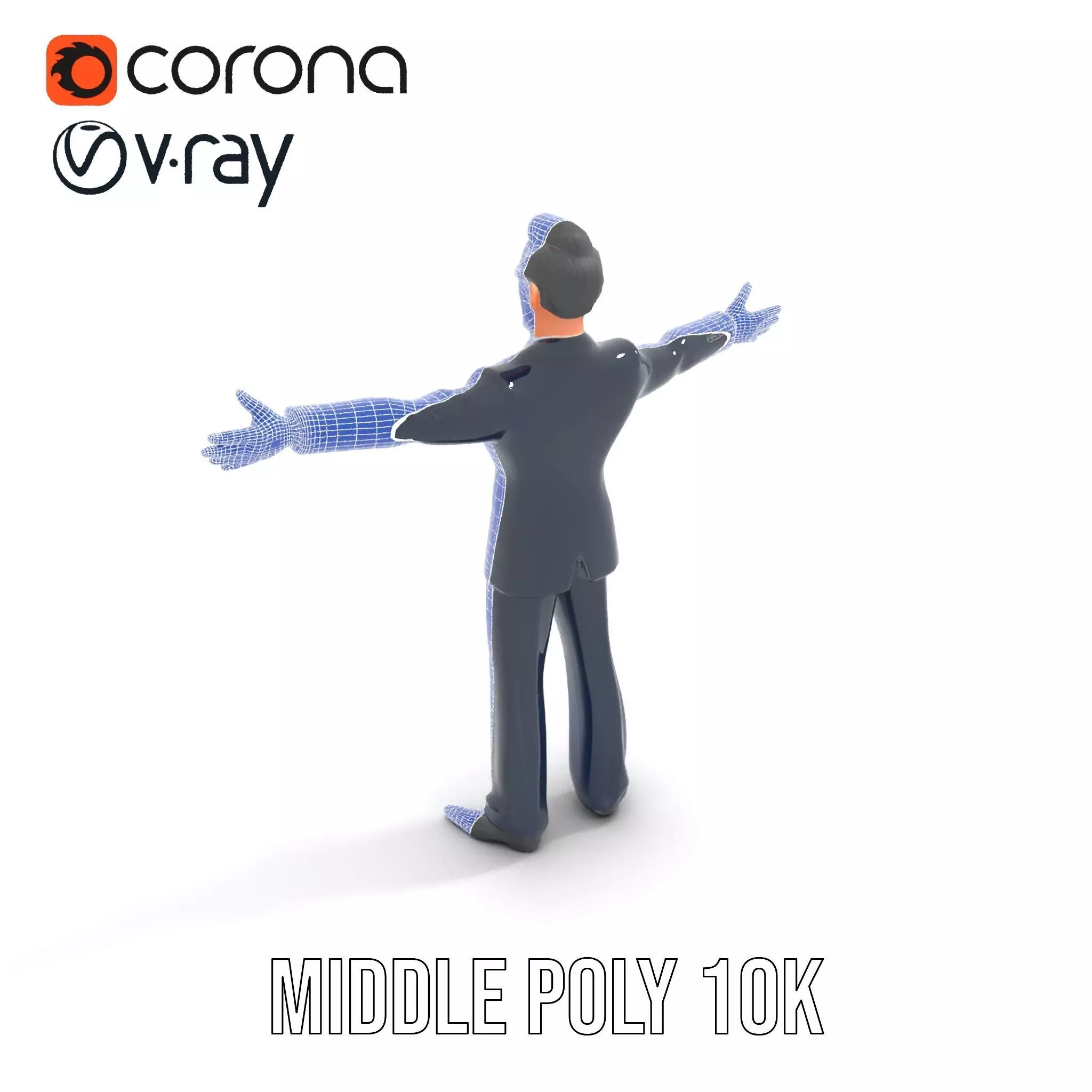 Cartoon Businessman Character in Suit Model Pack Low-poly 3D model_15