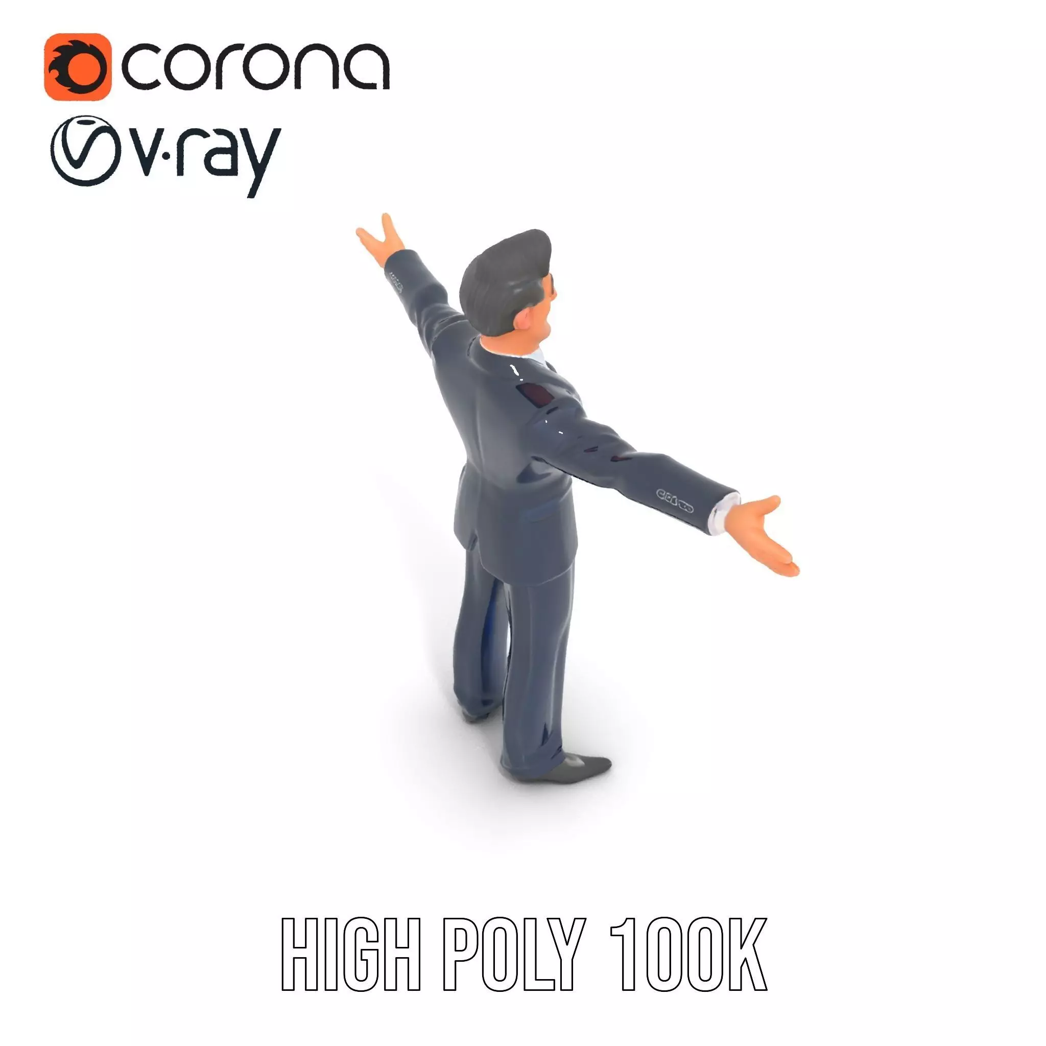 Cartoon Businessman Character in Suit Model Pack Low-poly 3D model_20