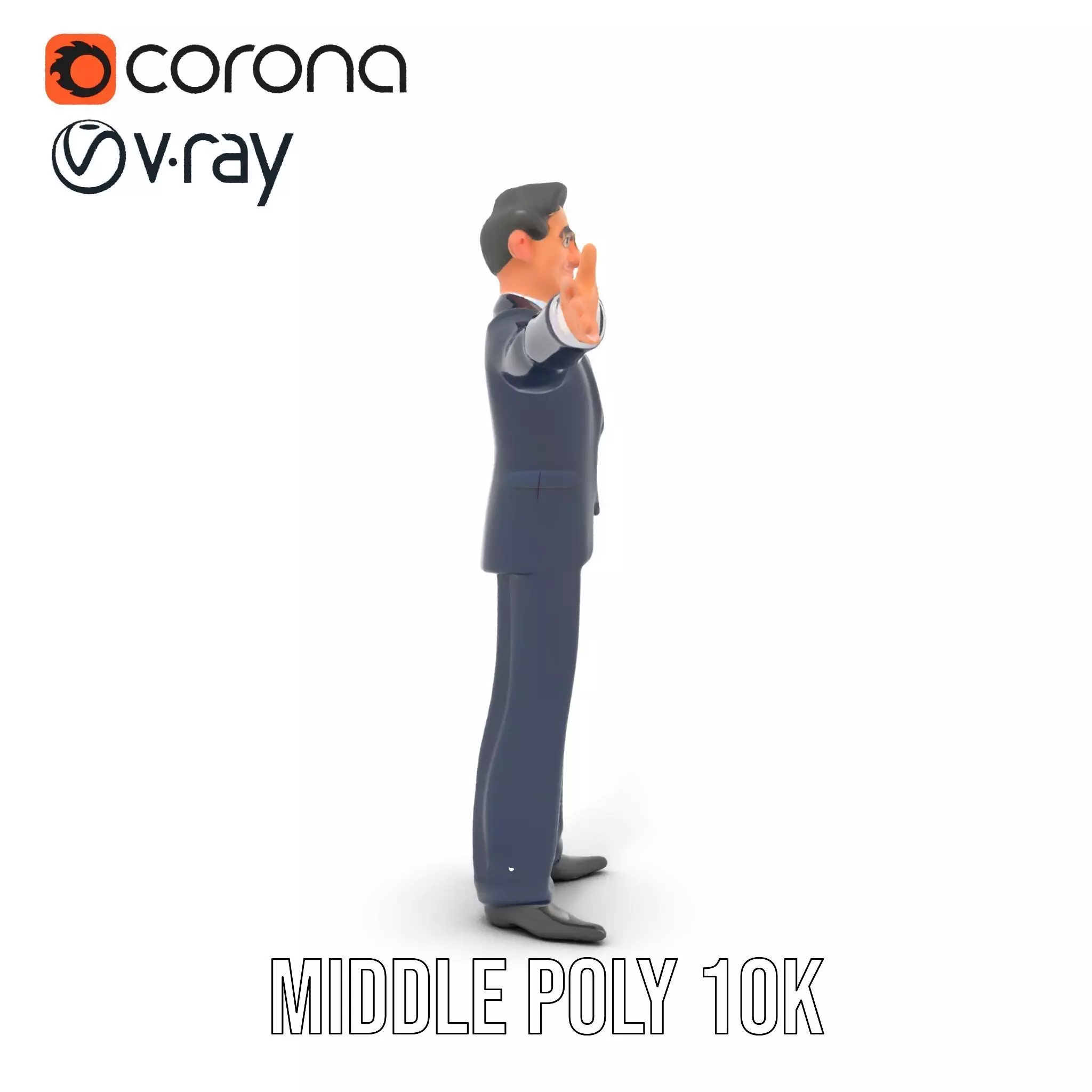 Cartoon Businessman Character in Suit Model Pack Low-poly 3D model_5